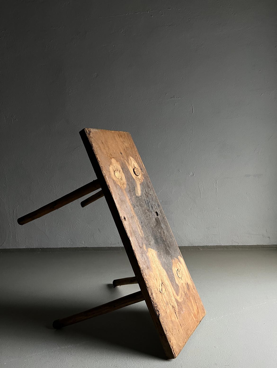 Belgian Primitive Side Table Bench, Belgium , 1900s For Sale