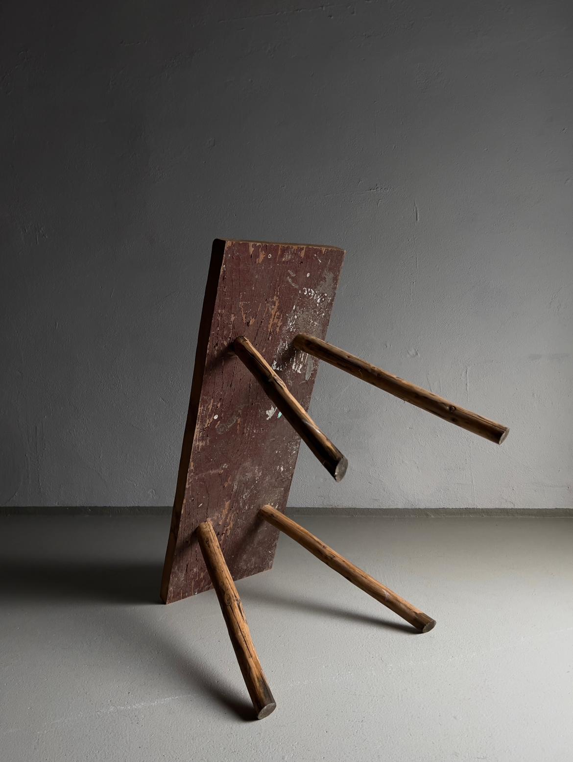Primitive Side Table Bench, Belgium , 1900s In Good Condition For Sale In Rīga, LV