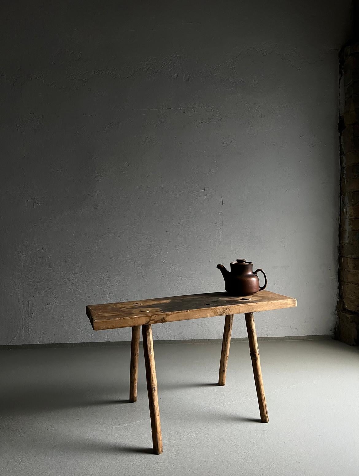 20th Century Primitive Side Table Bench, Belgium , 1900s For Sale