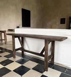 Primitive Side Table with One Slab Chestnut Top