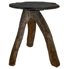 Primitive Sidetable Slate and Elm Rootsupport