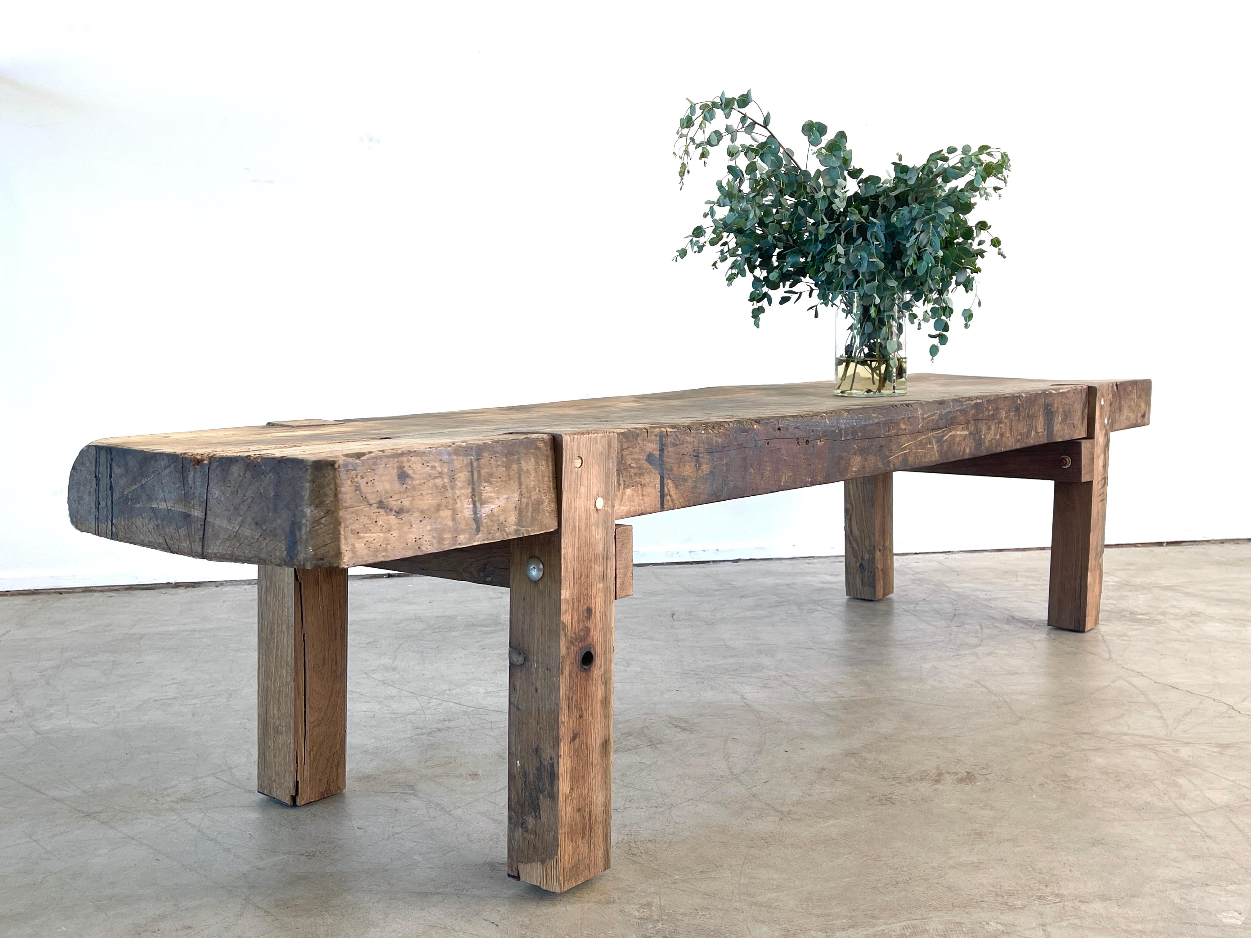 French Primitive Slab Bench