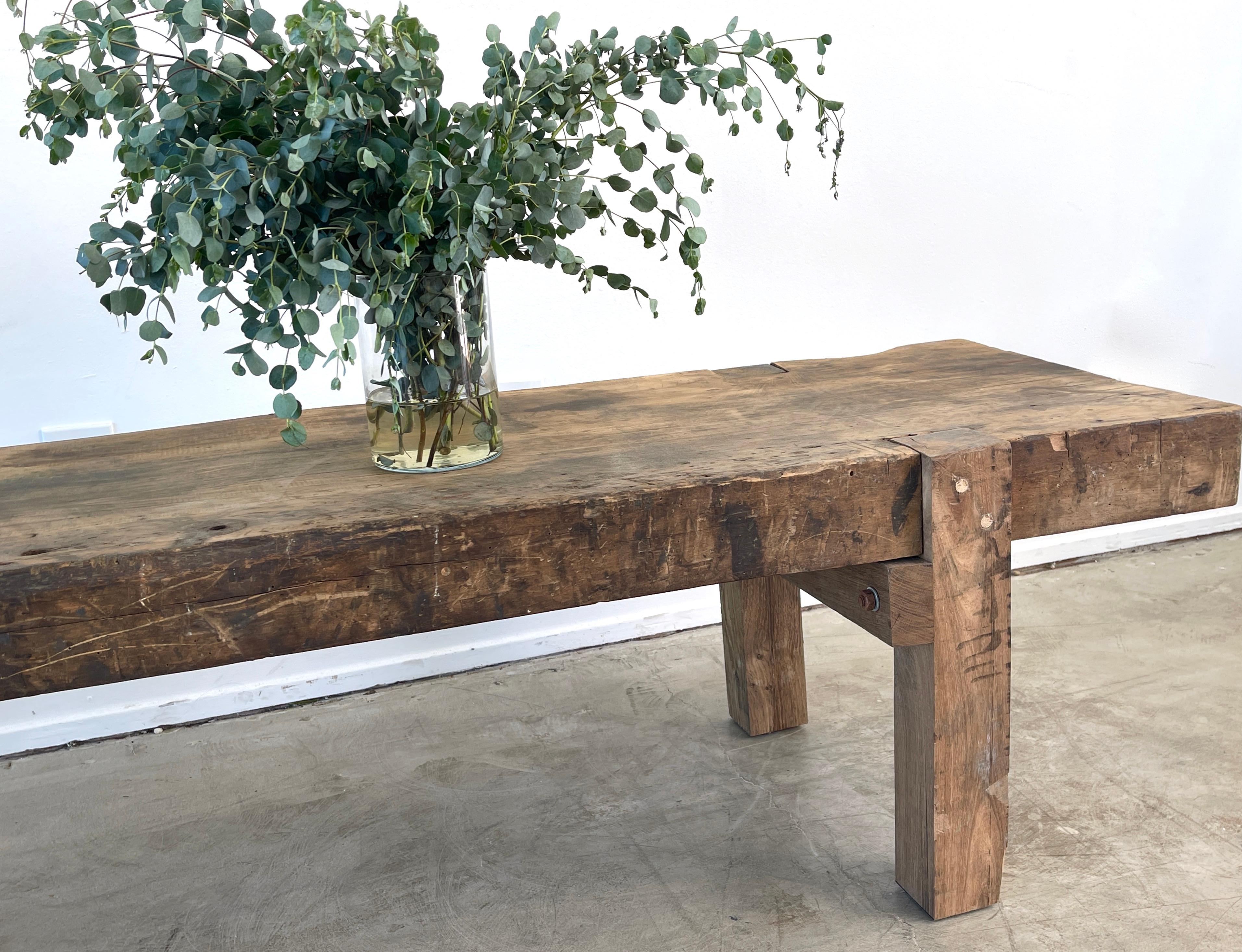 Primitive Slab Bench In Good Condition In Beverly Hills, CA