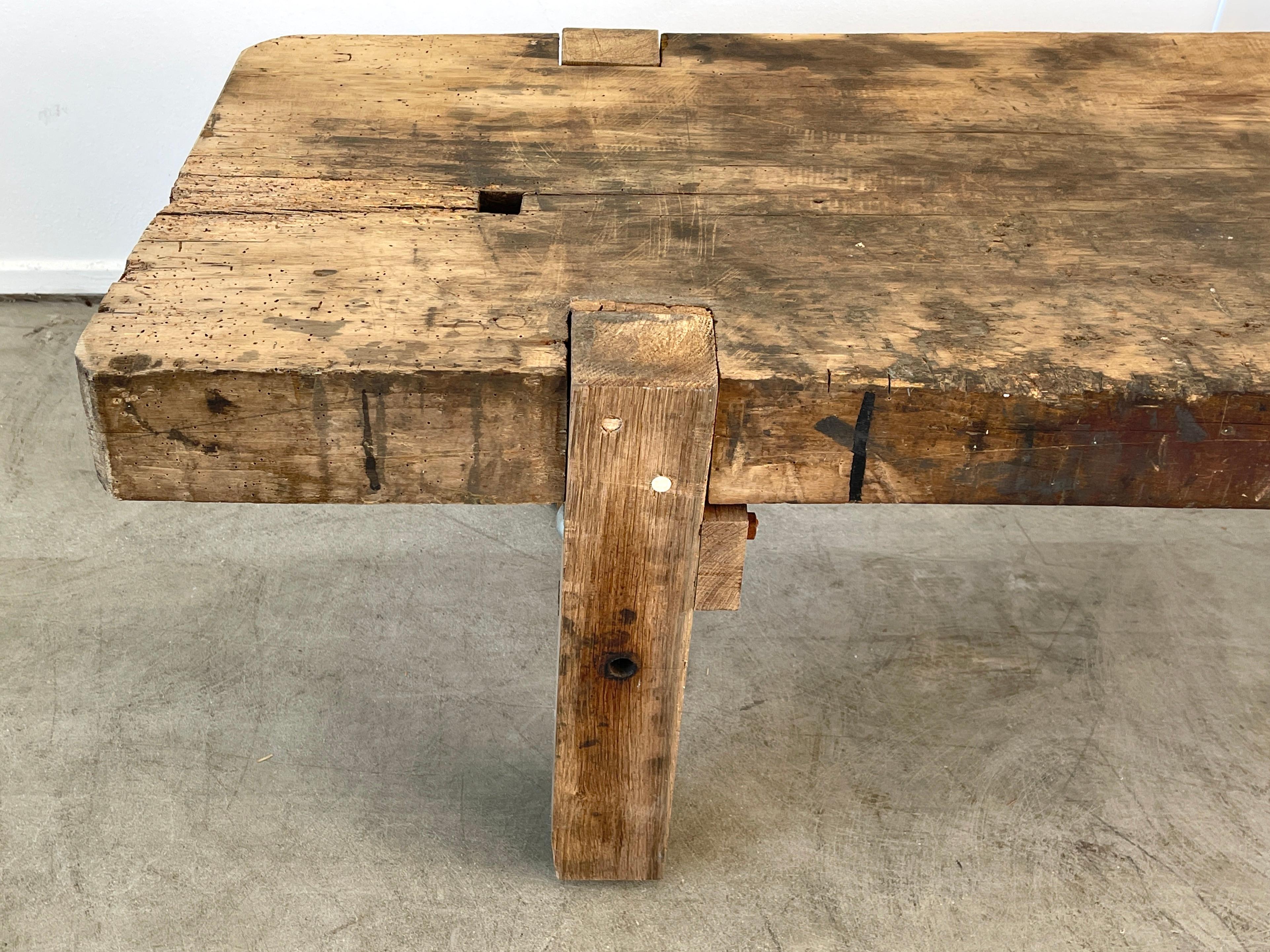 Mid-20th Century Primitive Slab Bench