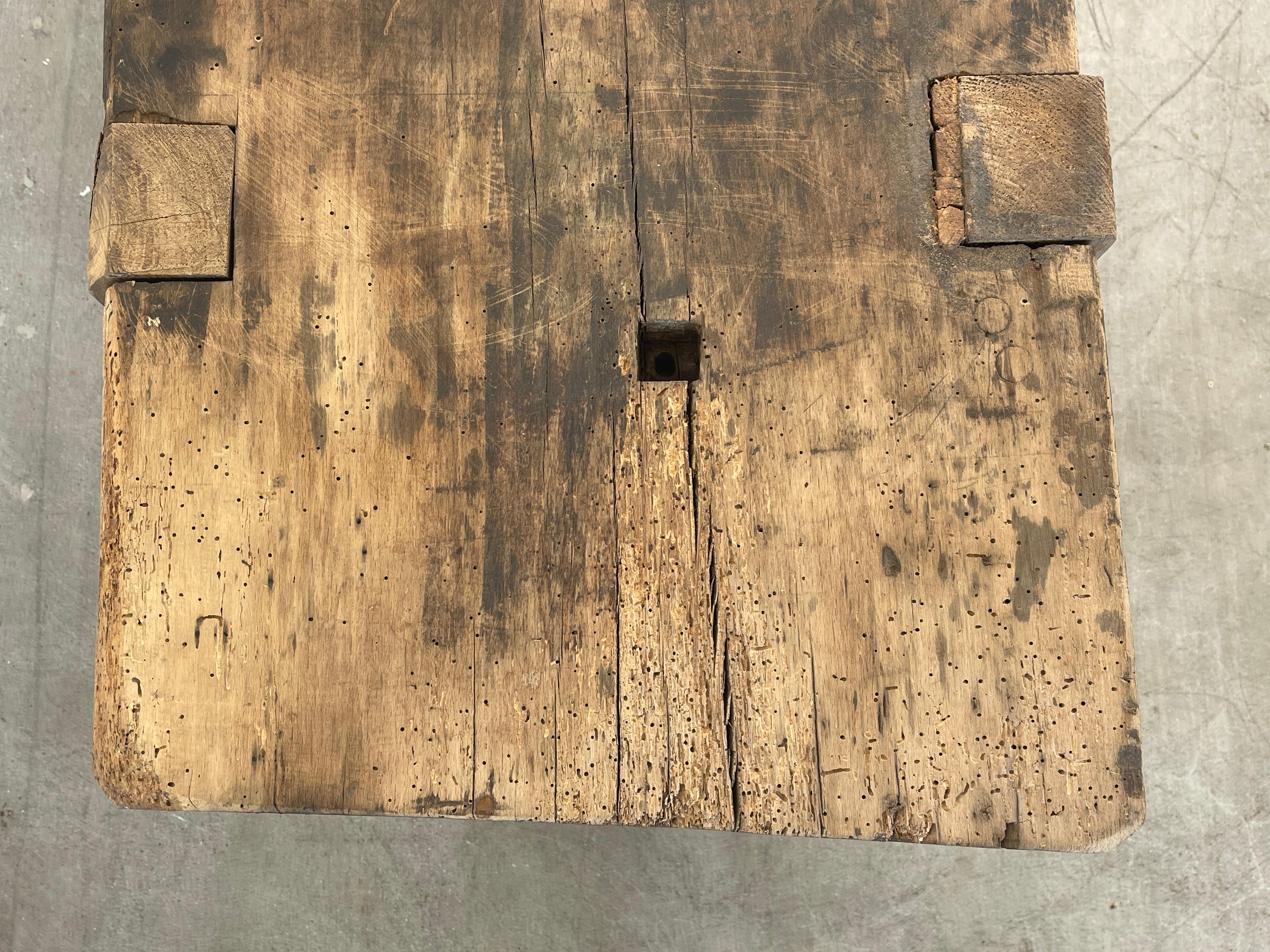 Wood Primitive Slab Bench
