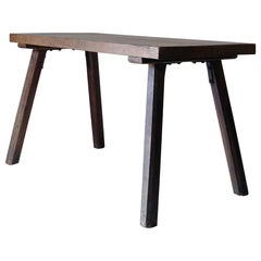 Used Primitive Slab Top Table, European, Elm and Oak