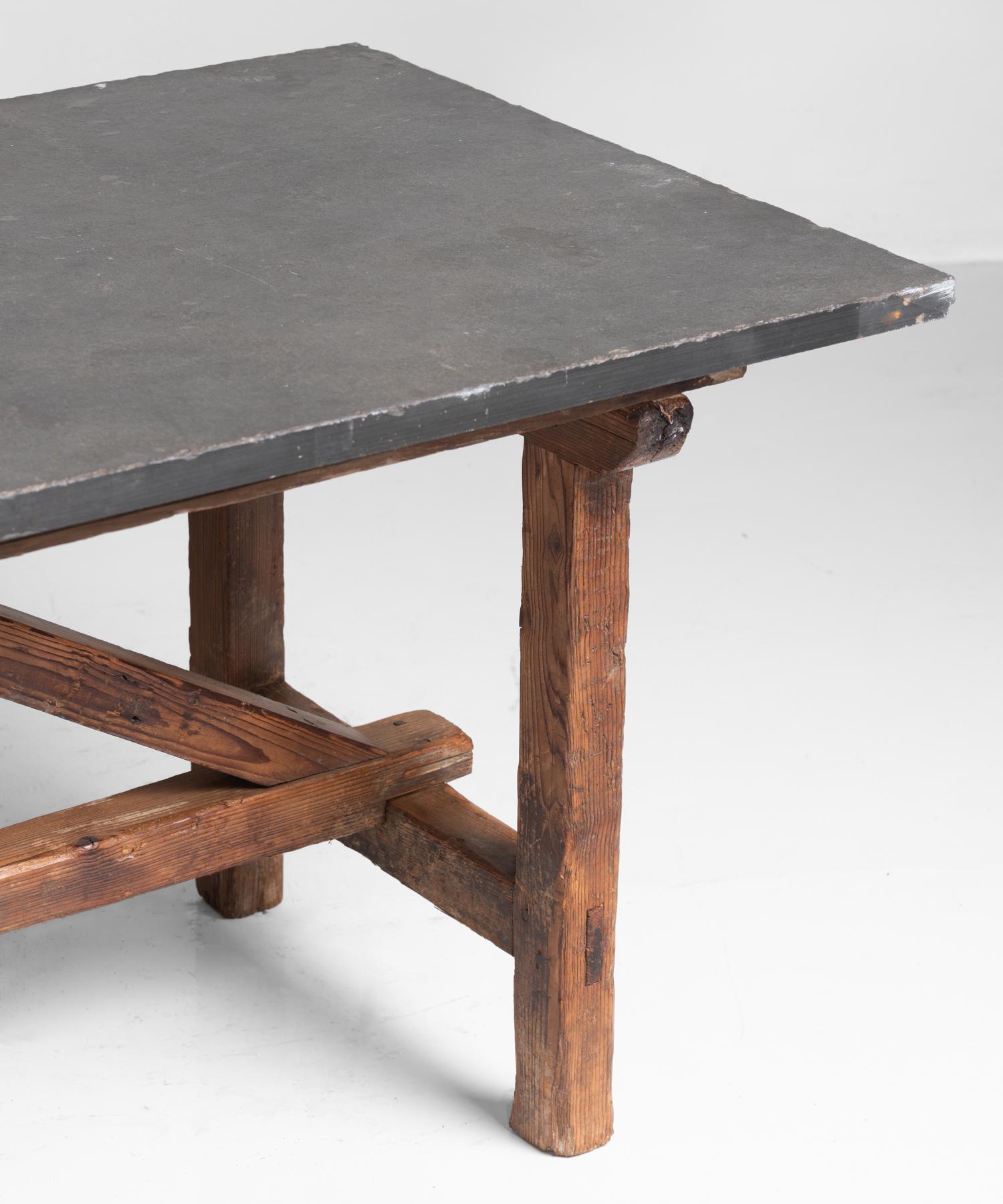 Primitive Slate Table, France, circa 1930 In Good Condition In Culver City, CA