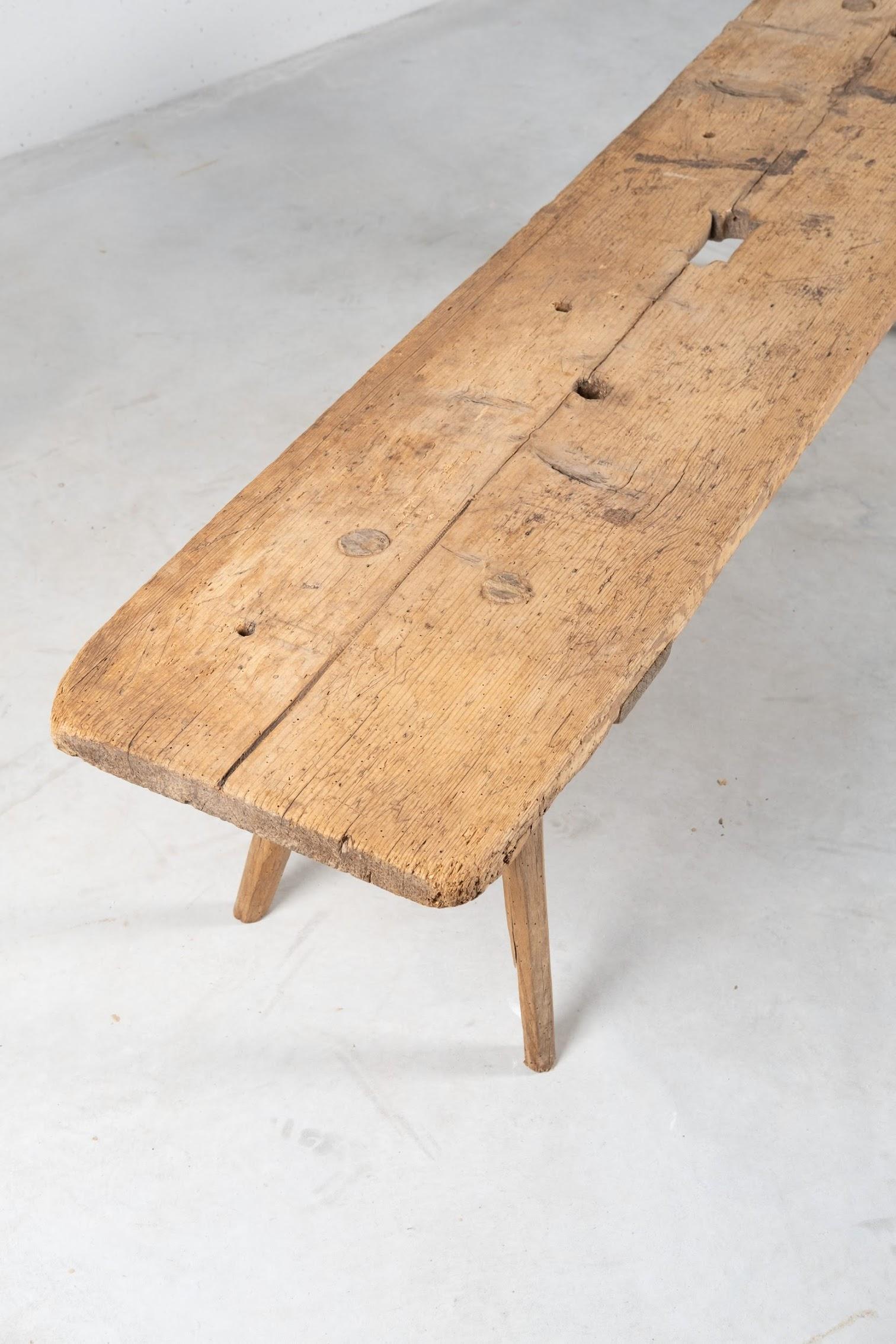 Italian Primitive Solid Spruce Bench, Italy, circa 1700 For Sale