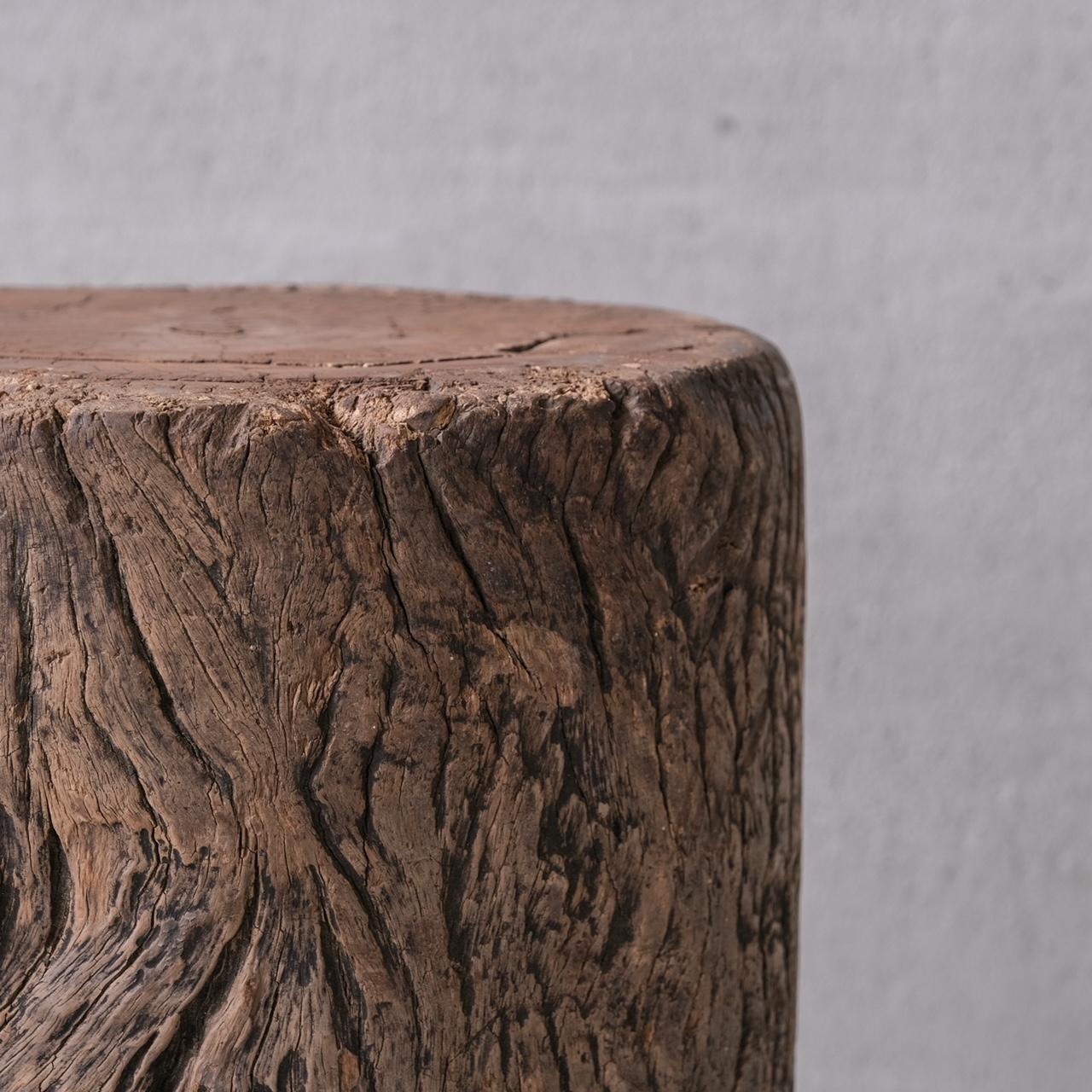 20th Century Primitive Solid Wooden Wabi-Sabi Pedestal 