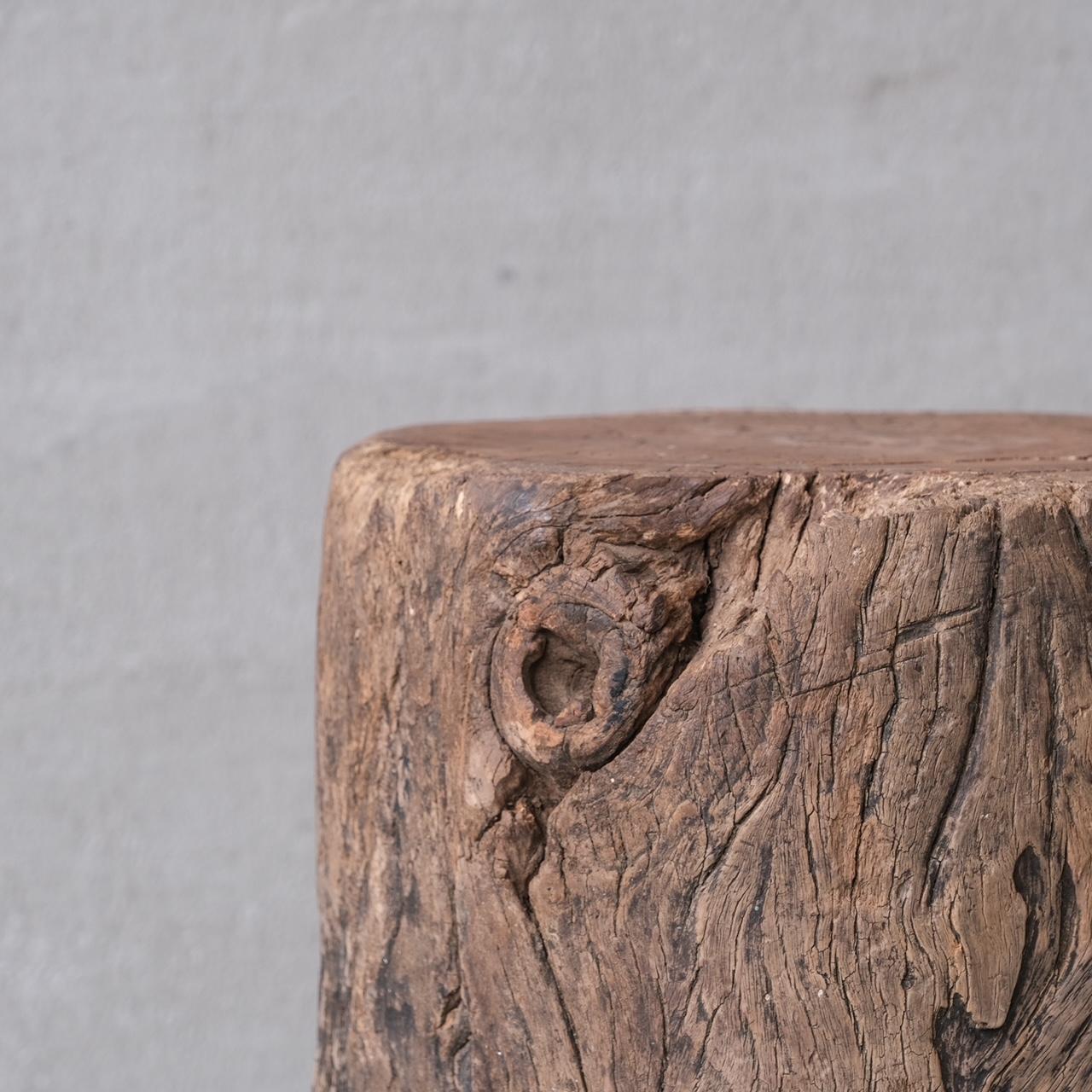 Primitive Solid Wooden Wabi-Sabi Pedestal  2