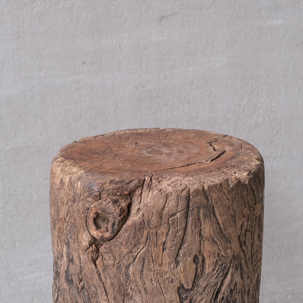 Primitive Solid Wooden Wabi-Sabi Pedestal  4
