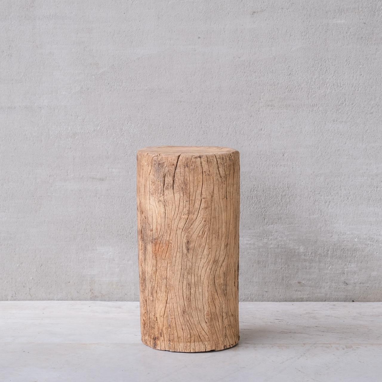 A large thick wooden pedestal in primitive natural form.

France, c1930s.

Albeit hard to accurately age.

Wabi-sabi in nature, full of natures splendid imperfections, ideal as a pedestal/side table for a lamp or sculpture.

Good vintage condition,