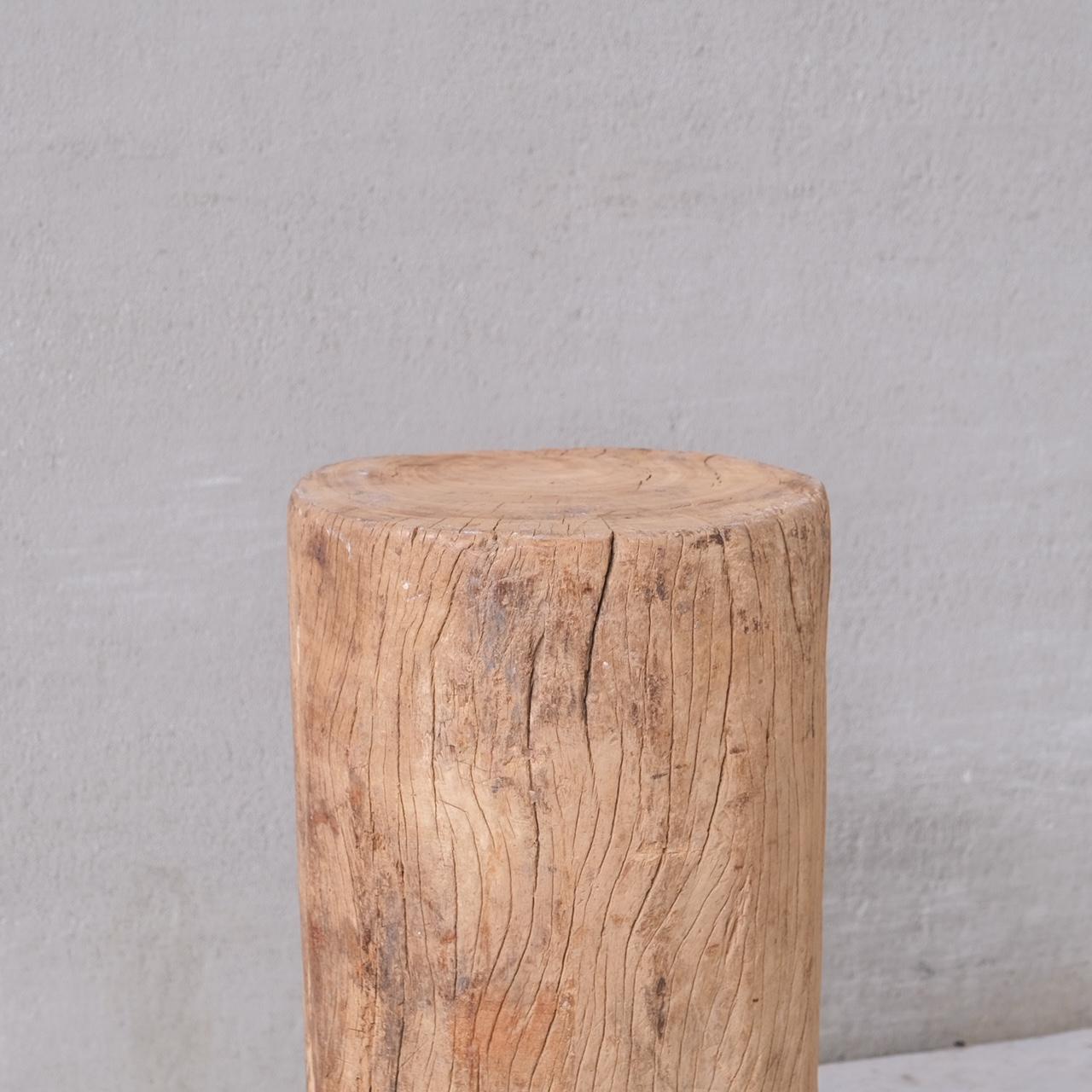 French Primitive Solid Wooden Wabi-Sabi Pedestal or Side Table For Sale
