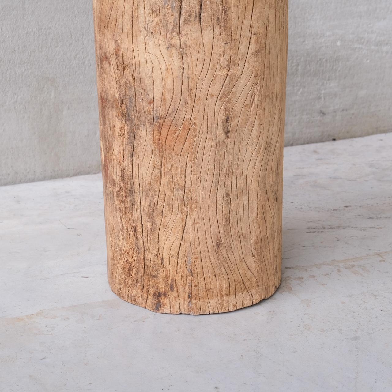 Primitive Solid Wooden Wabi-Sabi Pedestal or Side Table In Good Condition For Sale In London, GB