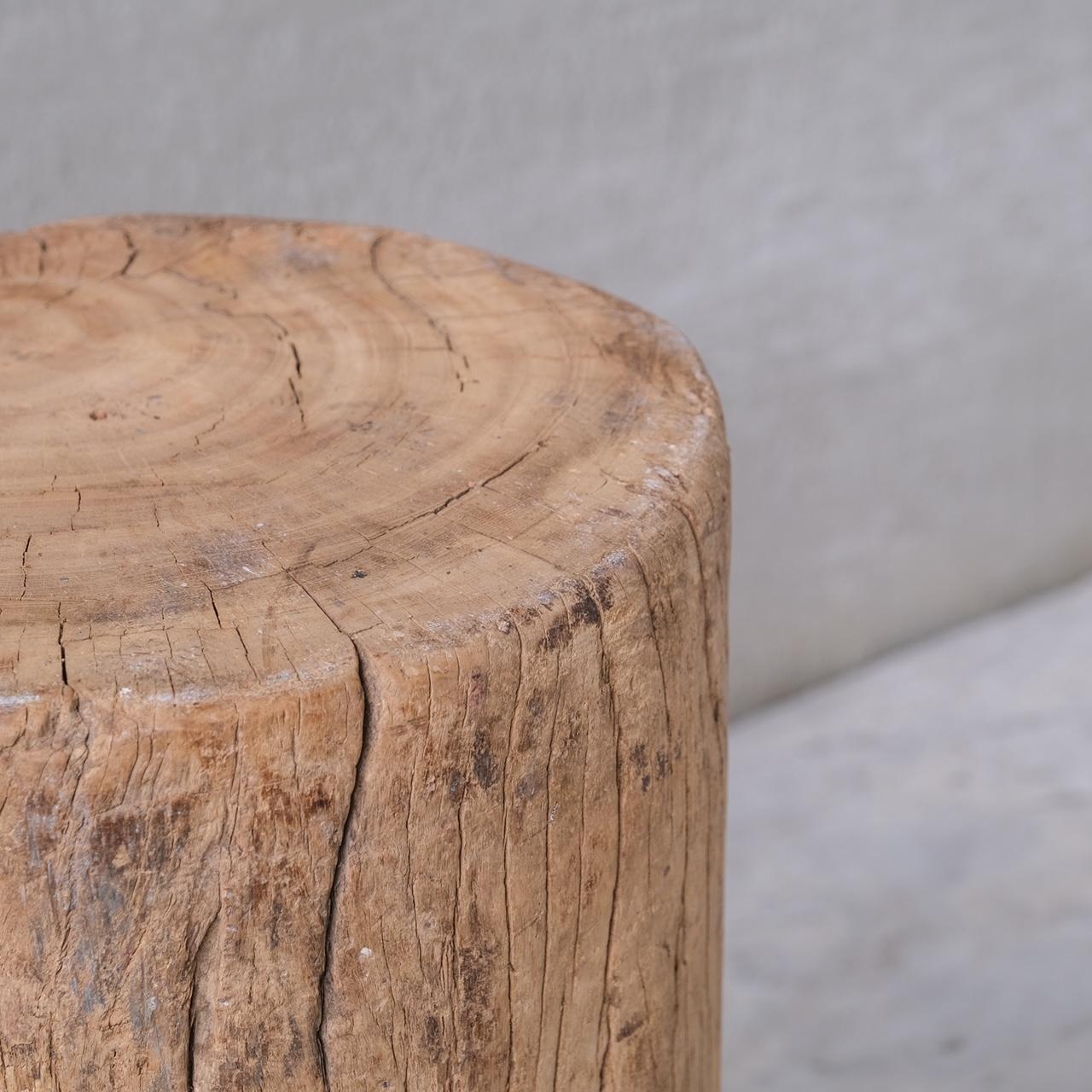 Primitive Solid Wooden Wabi-Sabi Pedestal or Side Table For Sale 1