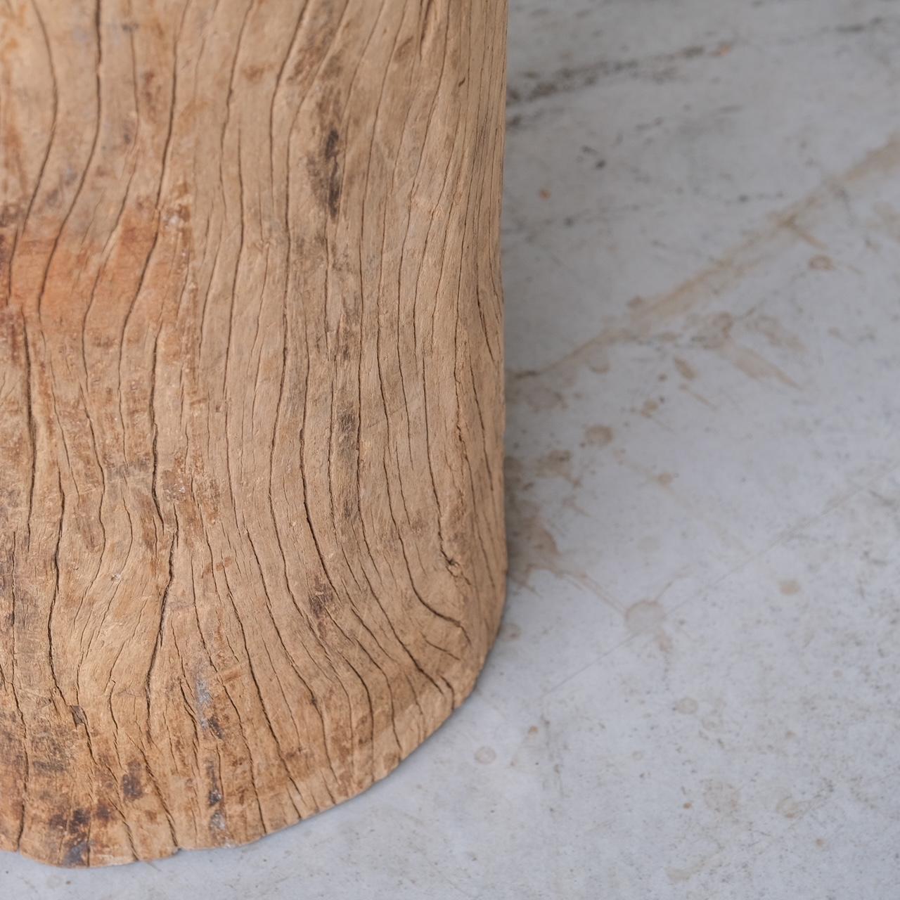Primitive Solid Wooden Wabi-Sabi Pedestal or Side Table For Sale 2