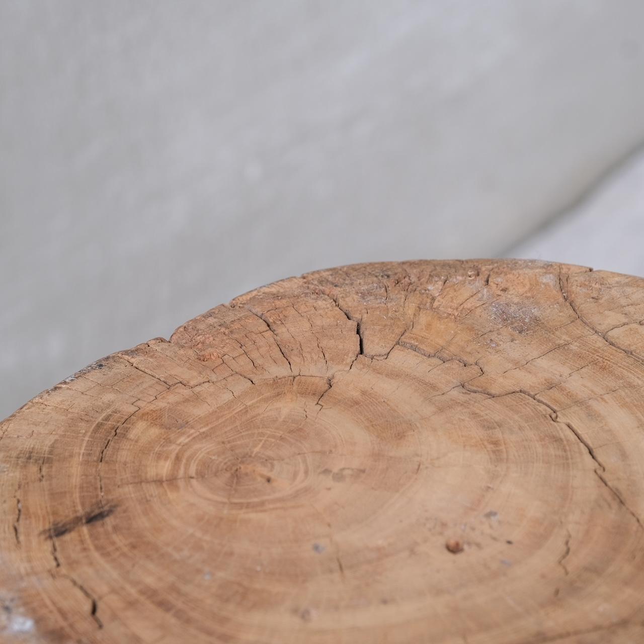 Primitive Solid Wooden Wabi-Sabi Pedestal or Side Table For Sale 3
