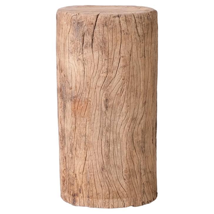 Primitive Solid Wooden Wabi-Sabi Pedestal or Side Table