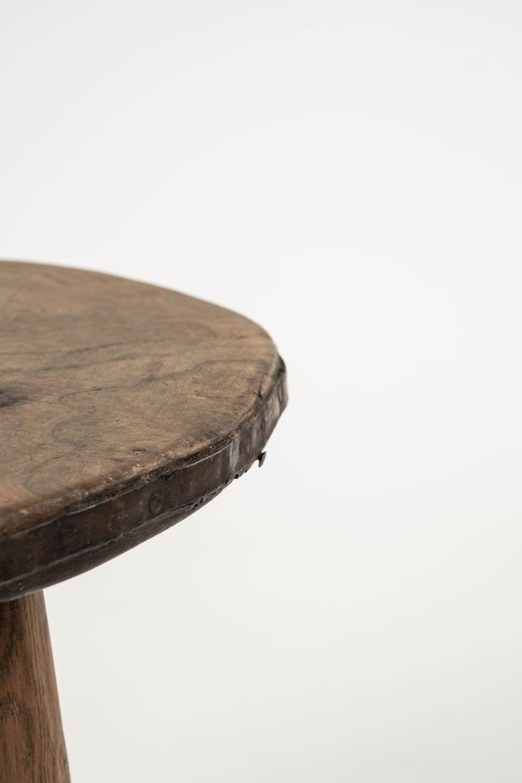 Hand-Carved Primitive Spanish Elm Side Table