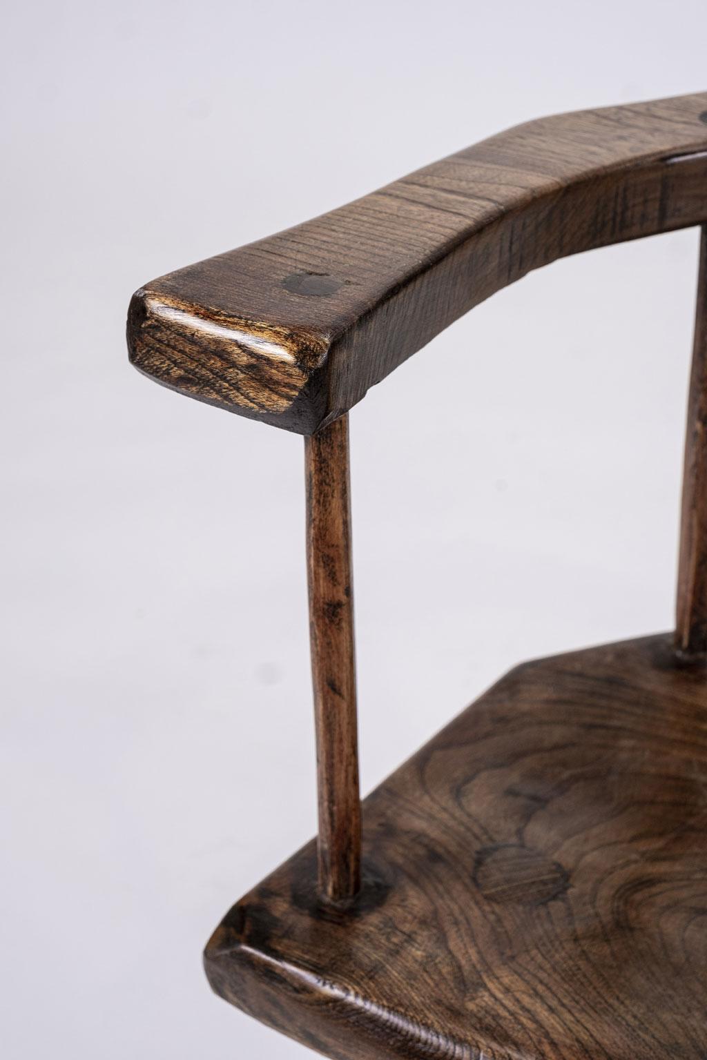 Primitive British Stick Chair Hand-Carved in Elm and Ash 6
