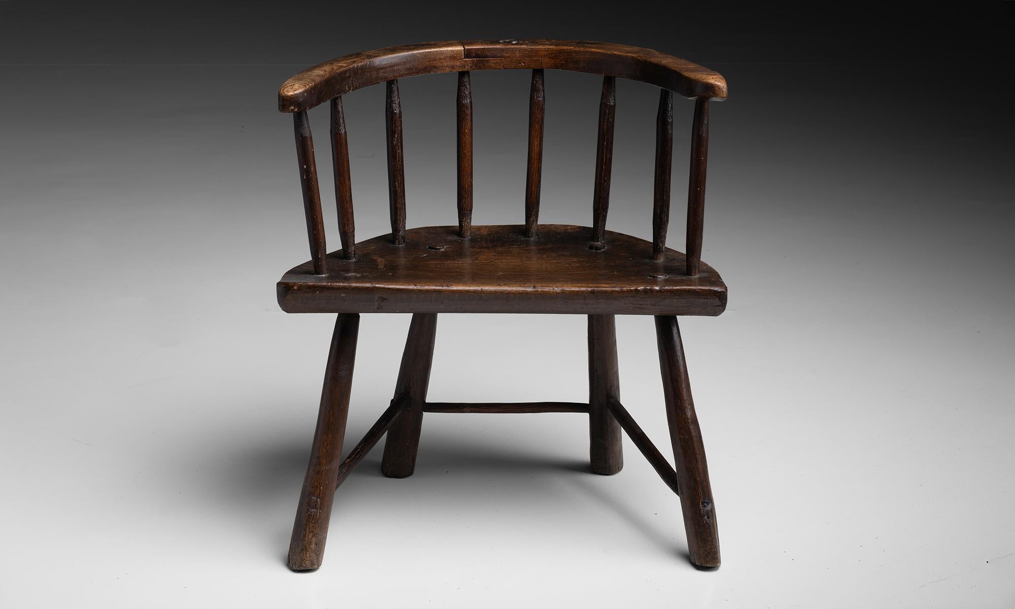 Primitive Stickback Chair, England, circa 1840

Measures 24.25”w x 15”d x 26”h x 16”seat.