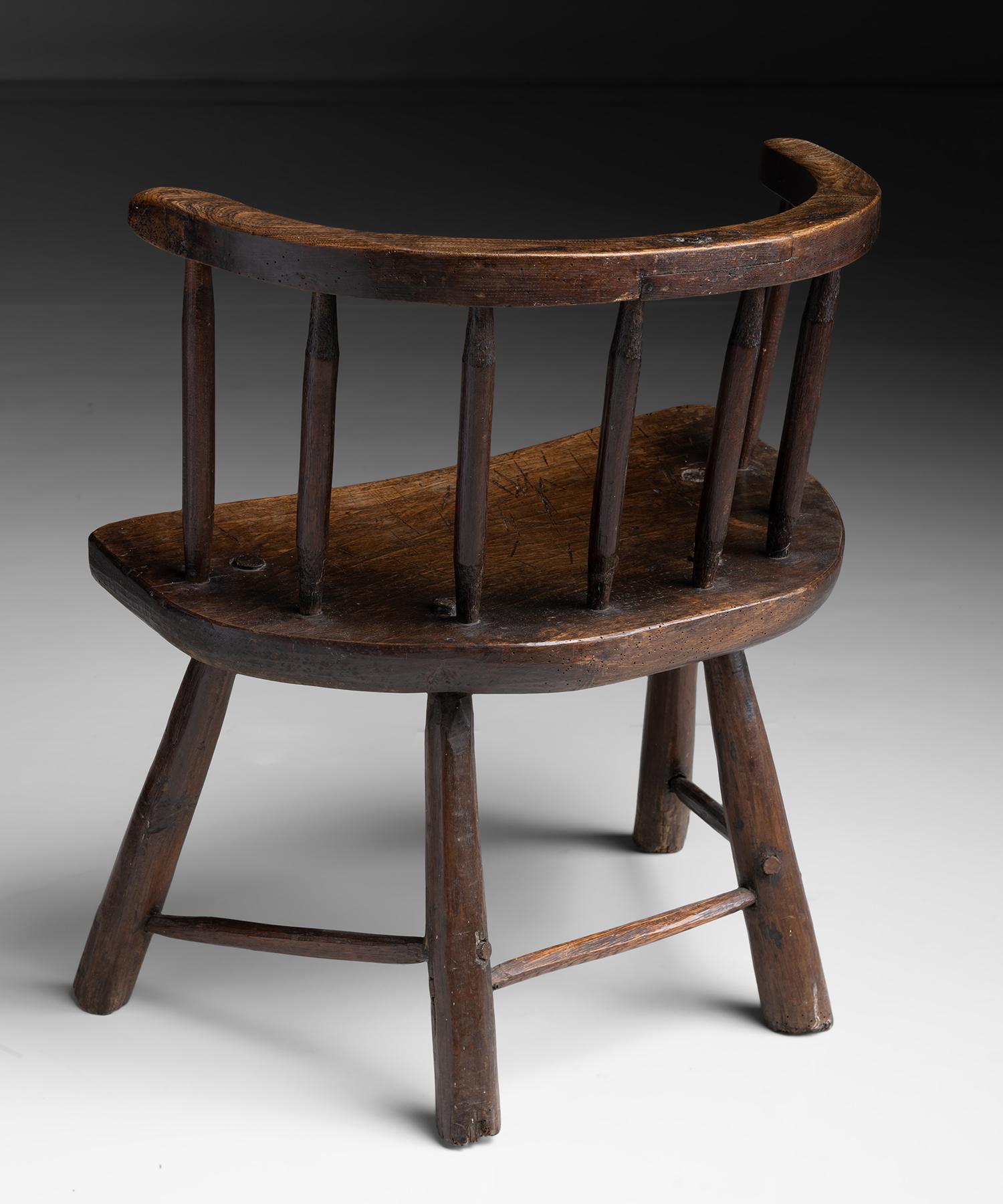 Wood Primitive Stickback Chair, England, circa 1840