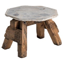 Primitive Stone and Timber Side Tables, France, circa 1950