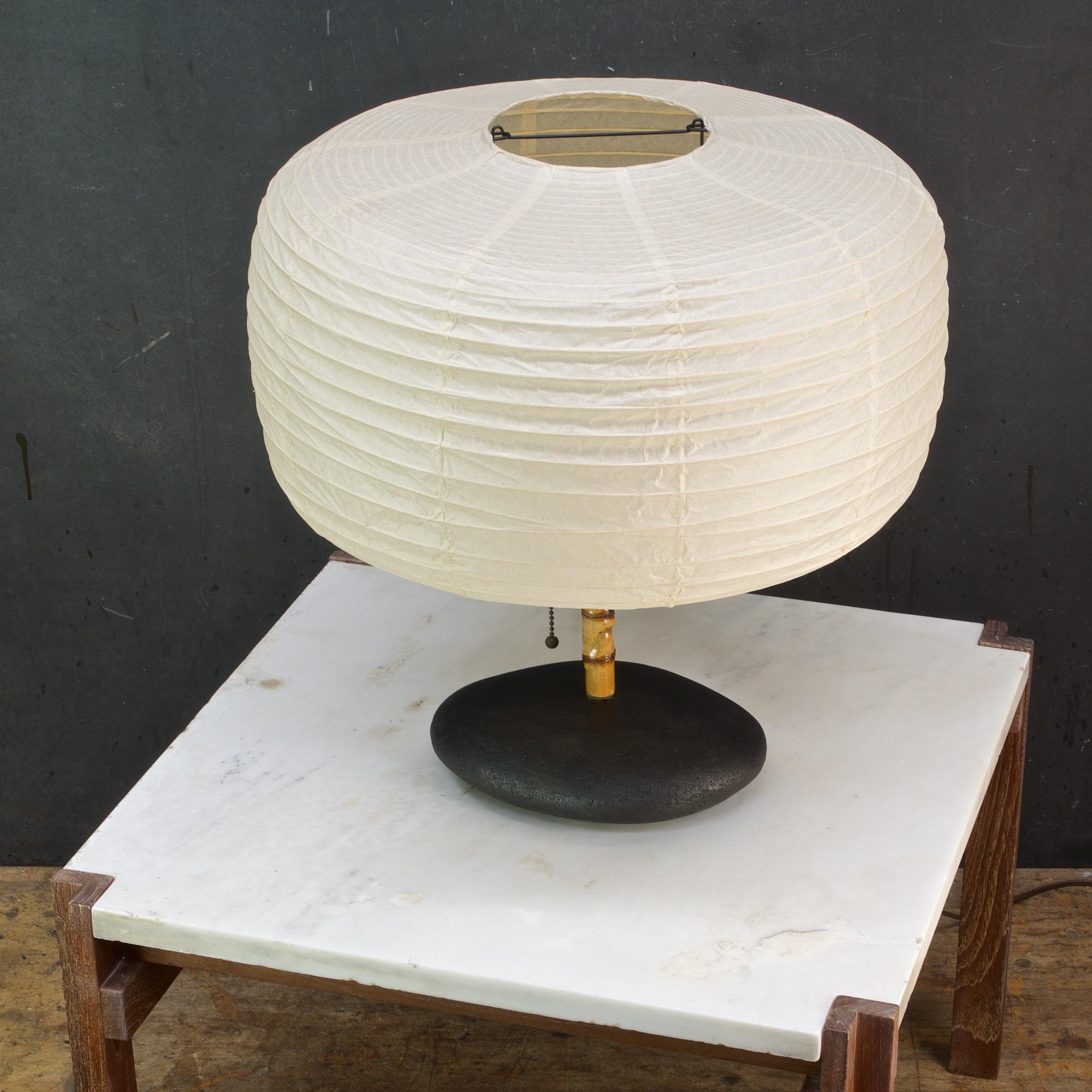 Mid-Century Modern Modern50 River Stone Bamboo Lamp Lantern Assemblage Cabinmodern Japan Chalet