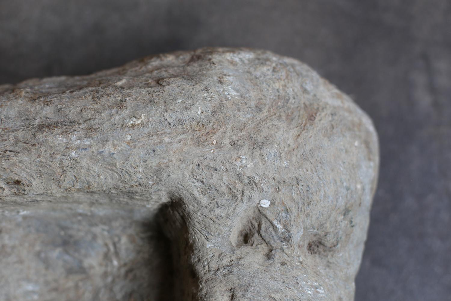 Primitive Stone Object with a square recess from France 1