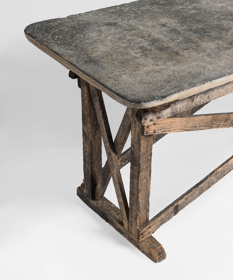 Primitive Stone Top Console Table, France, circa 1910 at 1stDibs