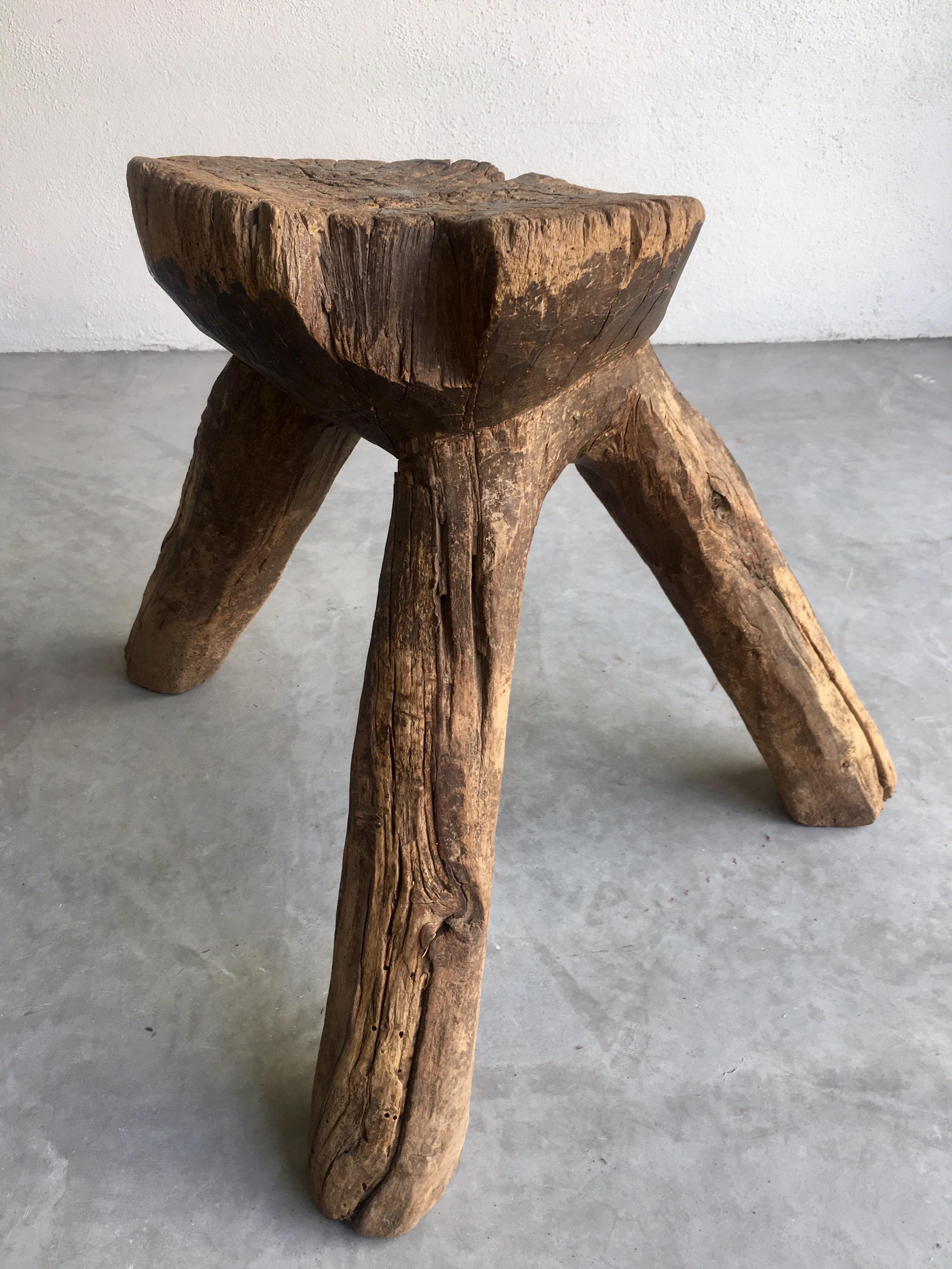 Hand-Carved Primitive Stool from Mexico