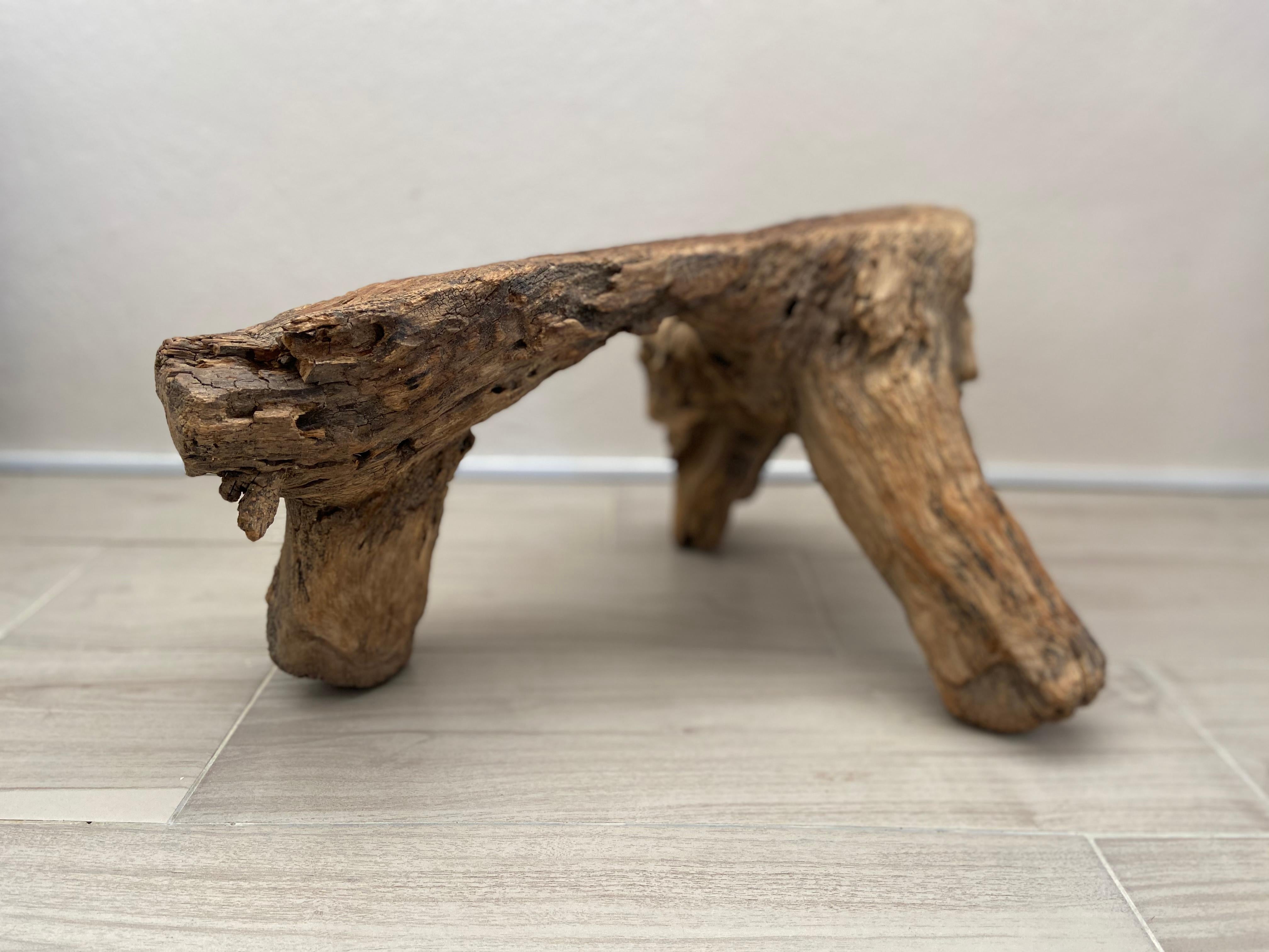 Rustic stool from San Felipe, Guanajuato, Mexico. Hand carved using mesquite hardwood.