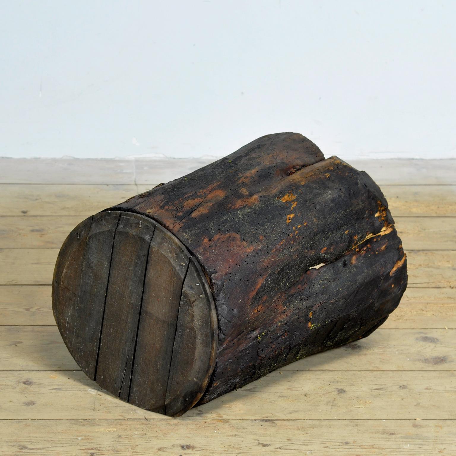 Primitives Lagerfass/Pflanzgefäß, um 1900 (Buchenholz) im Angebot