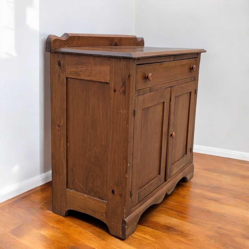 American Primitive Storage Cabinet, Solid Wood, Natural Finish, USA, c. 1940s For Sale