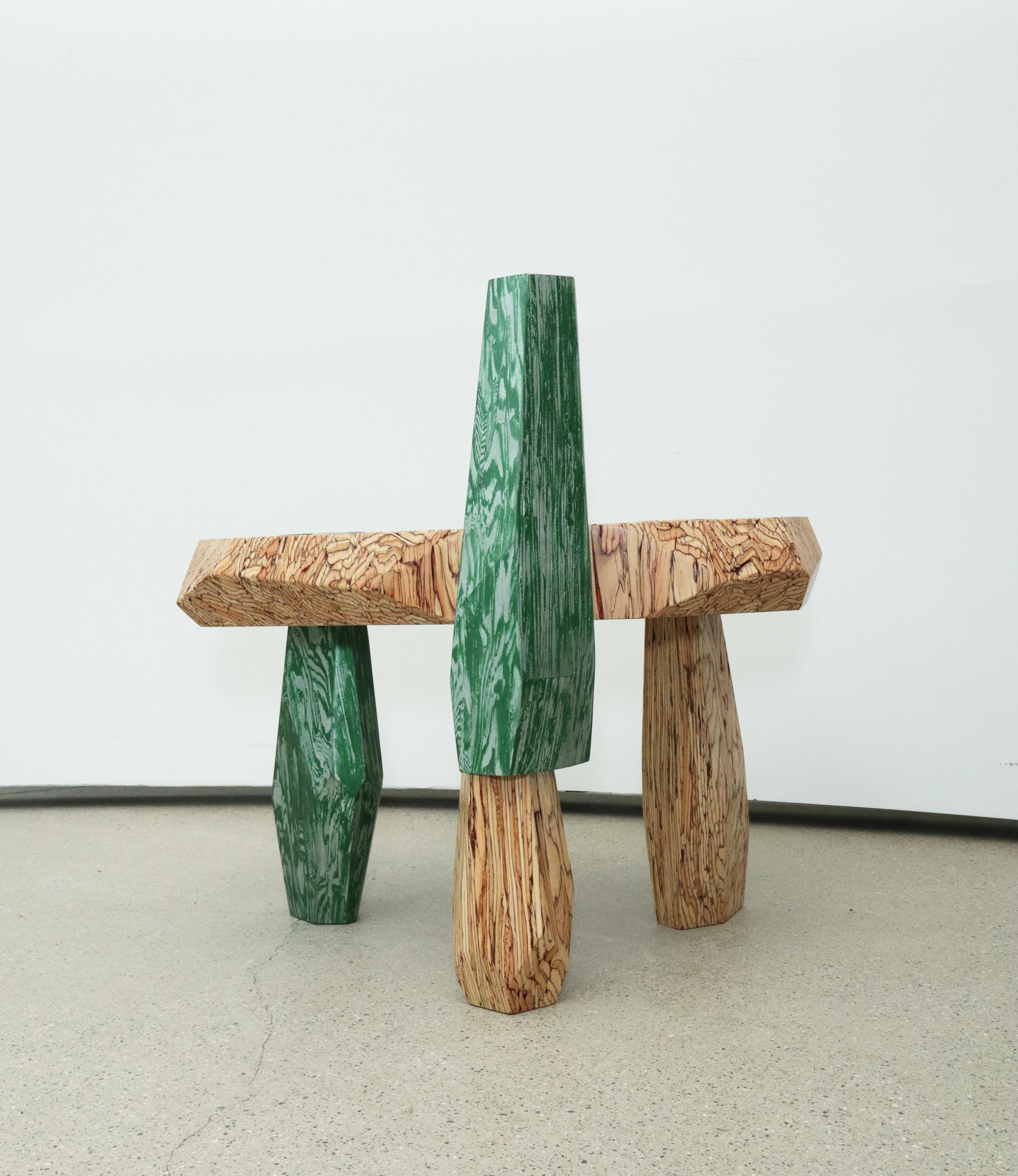 Wood Primitive Structures Side Table #2 by Jongwon Lee For Sale