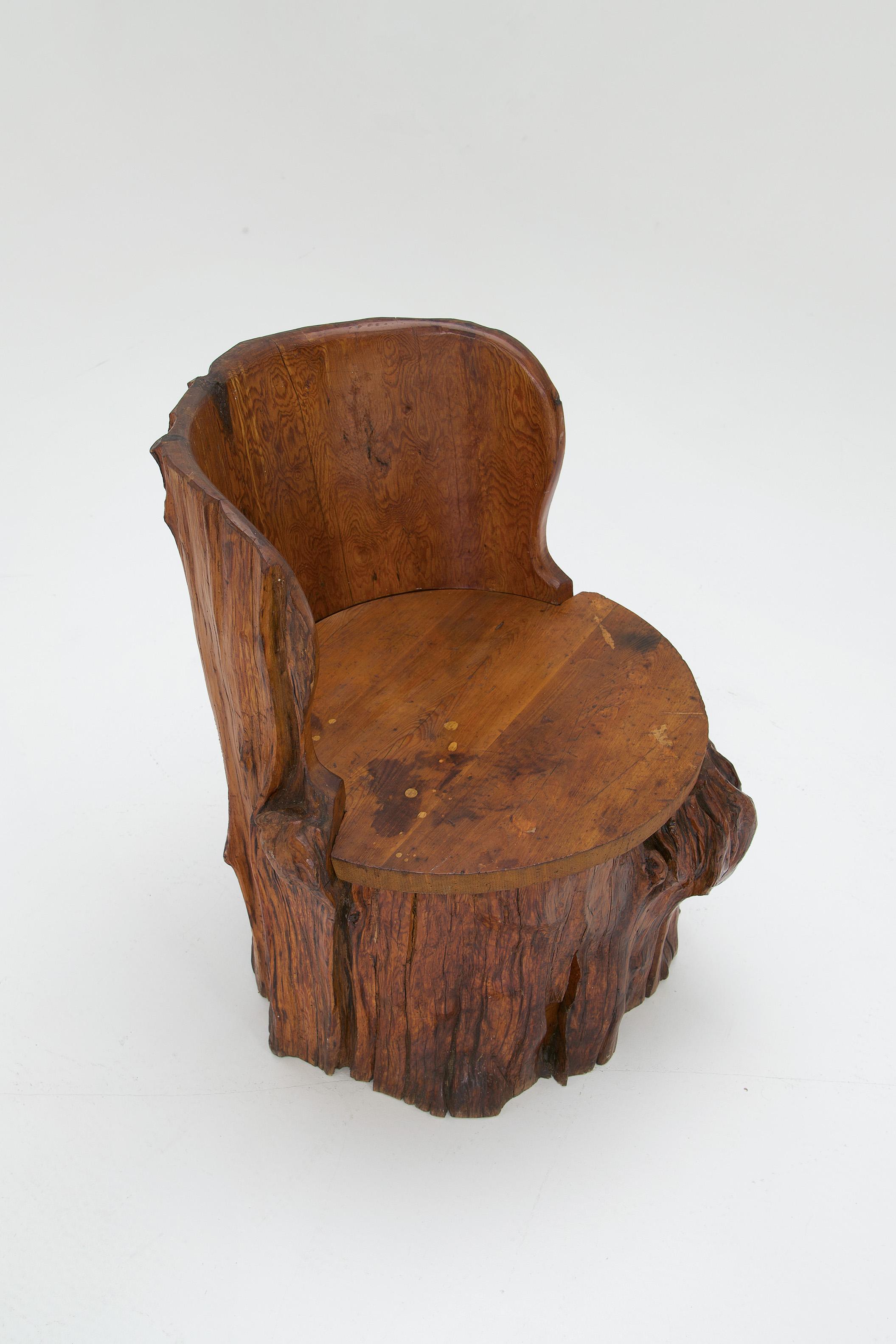 Swedish Primitive Stump Chair For Sale