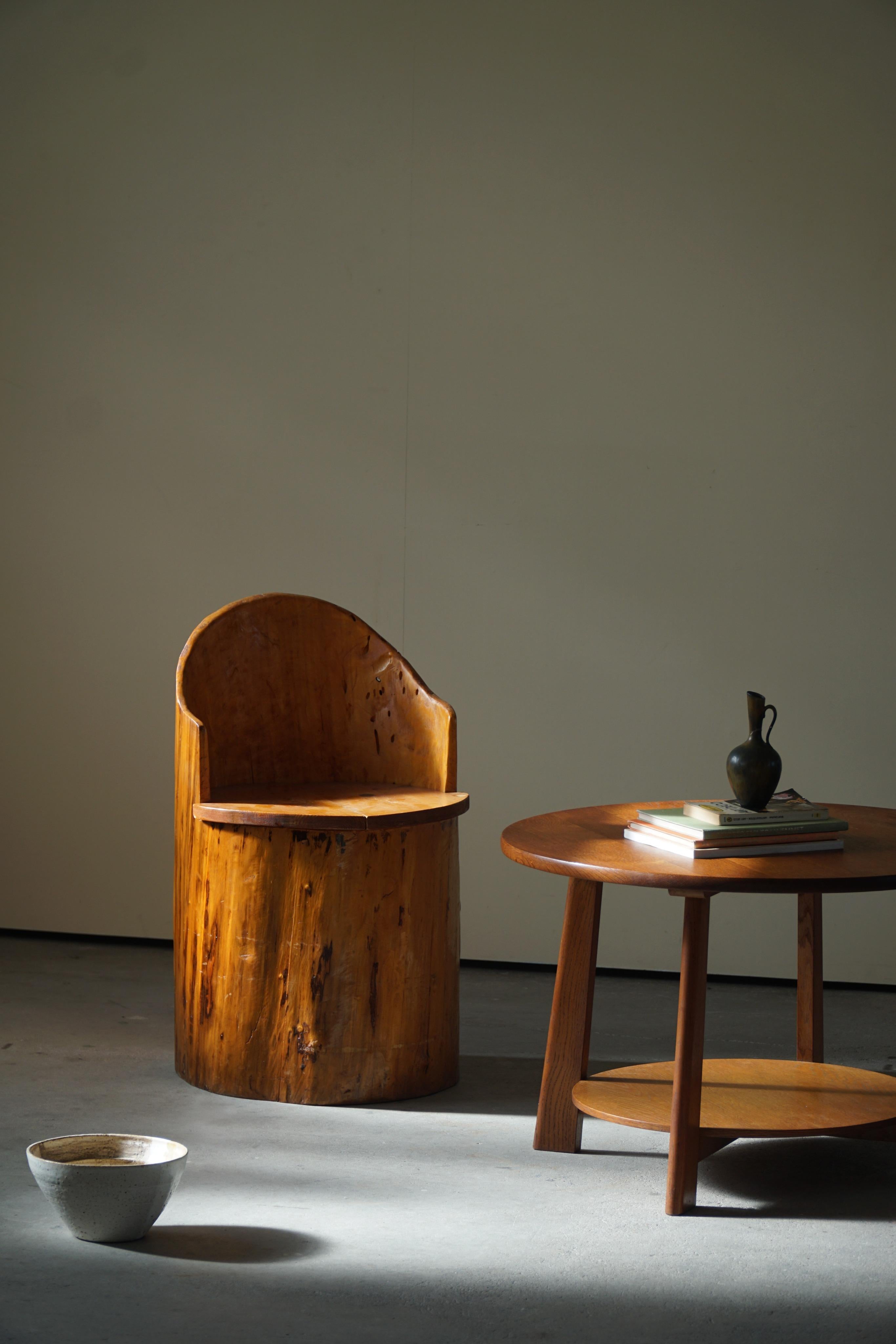 Primitive Stump Chair in Pine, Hand Carved, Swedish Modern, Wabi Sabi, 1960s For Sale 11