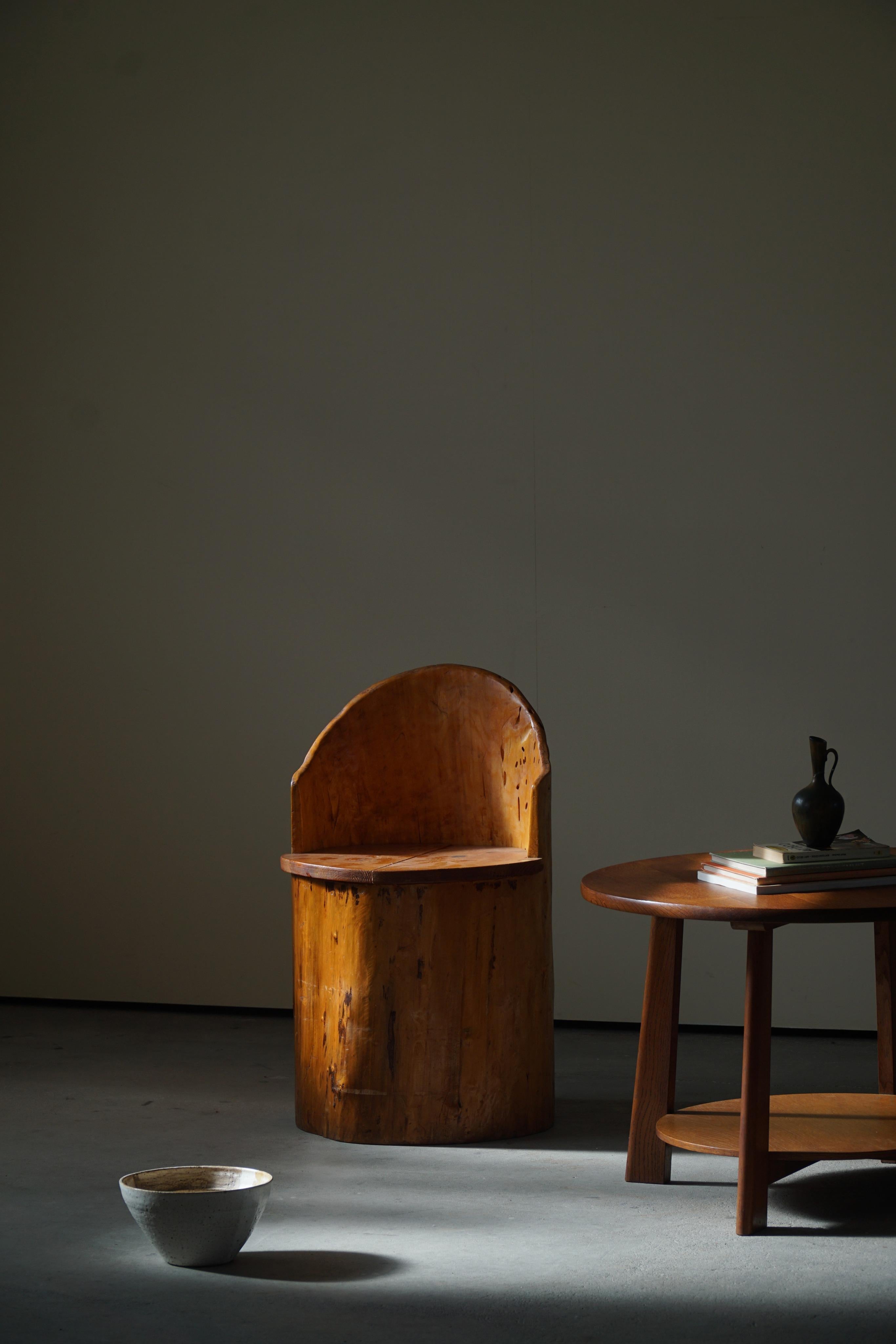 Primitive Stump Chair in Pine, Hand Carved, Swedish Modern, Wabi Sabi, 1960s For Sale 12