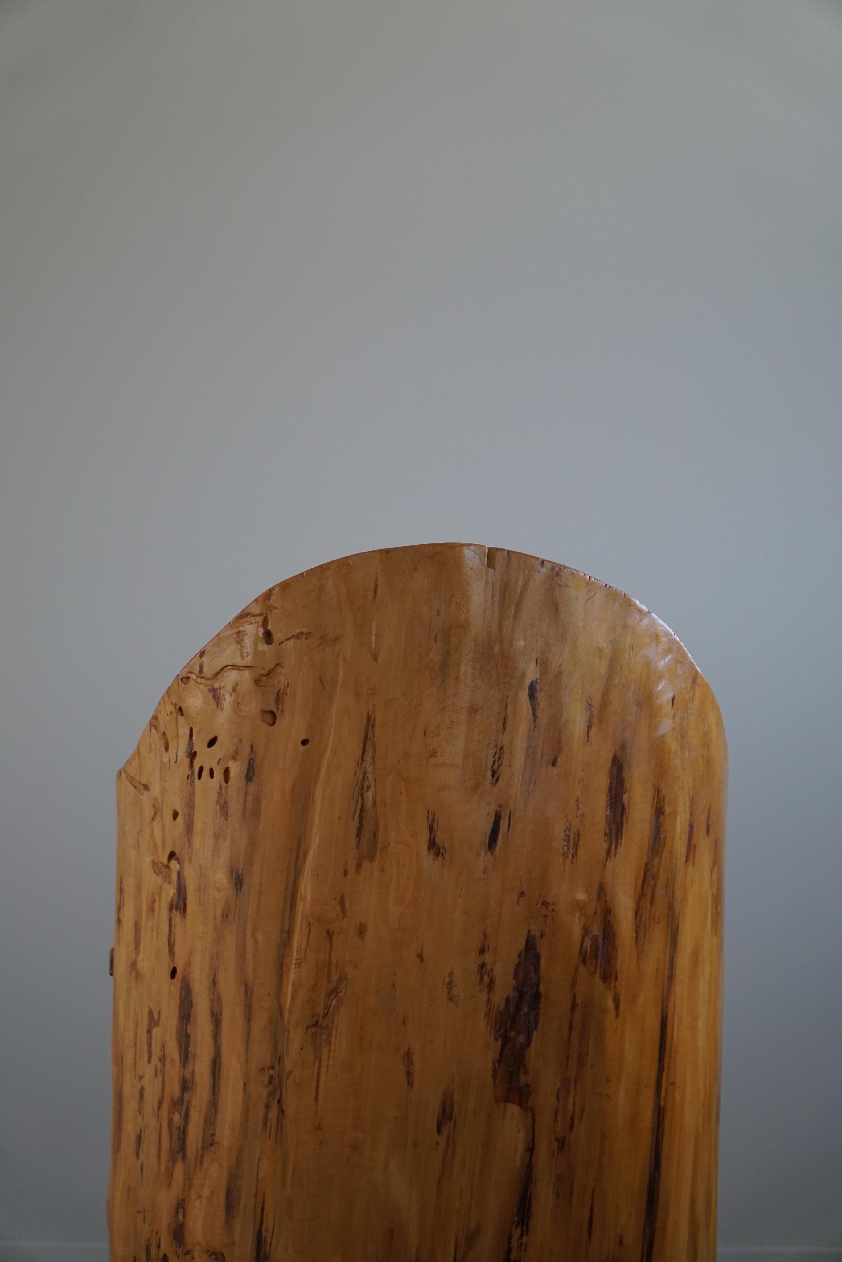 Primitive Stump Chair in Pine, Hand Carved, Swedish Modern, Wabi Sabi, 1960s In Good Condition For Sale In Odense, DK