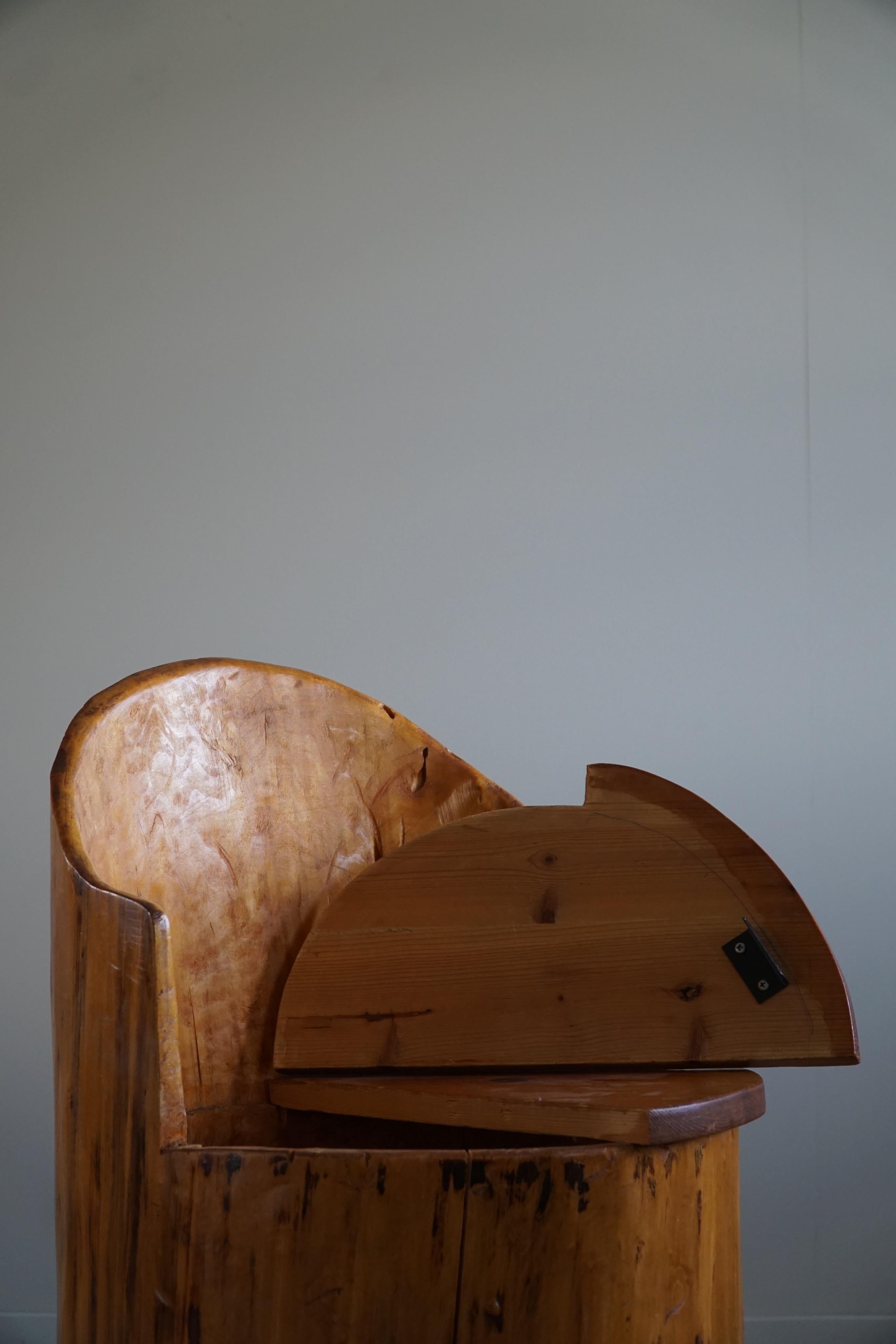 Primitive Stump Chair in Pine, Hand Carved, Swedish Modern, Wabi Sabi, 1960s For Sale 2