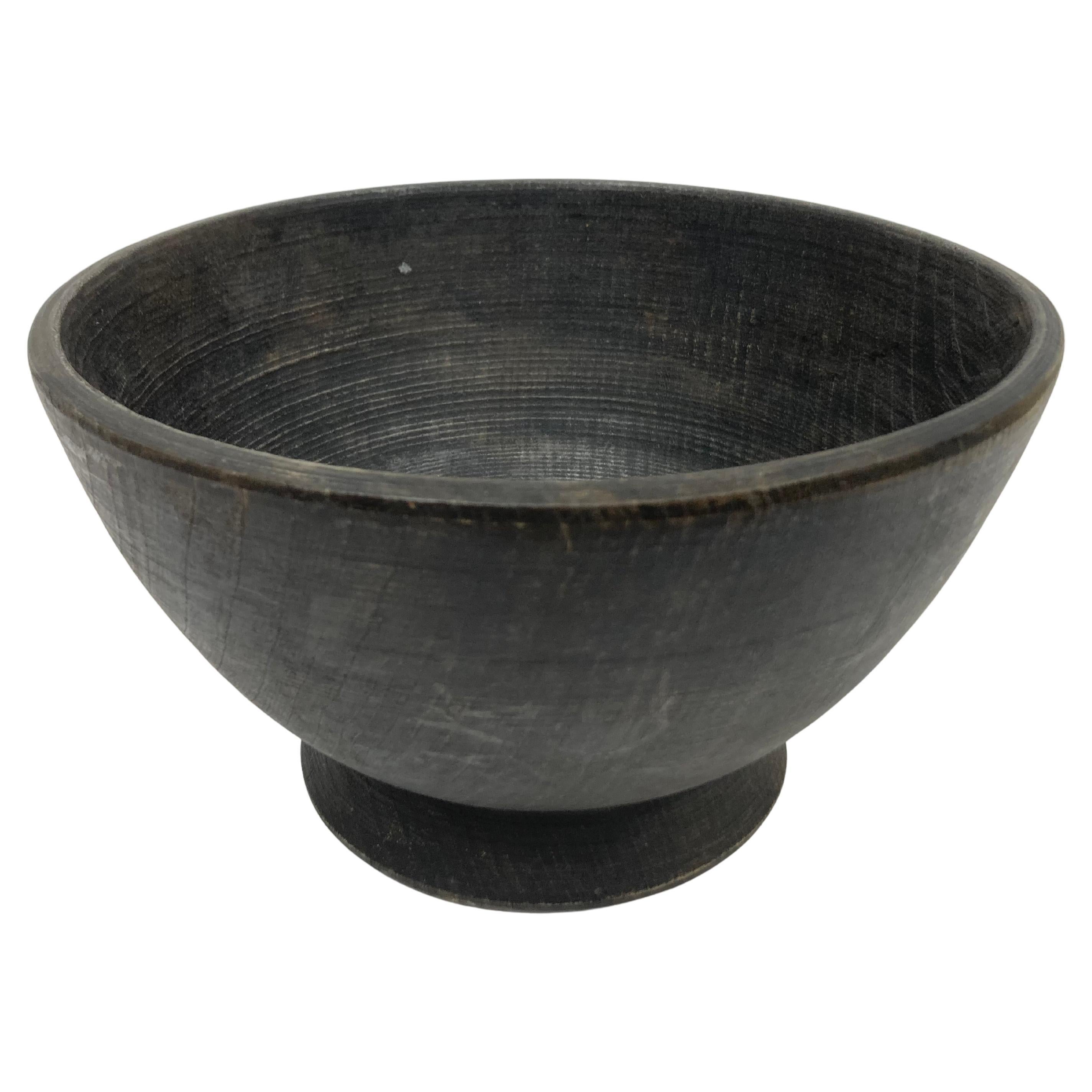 Primitive Style Turned and Footed Wood Bowl