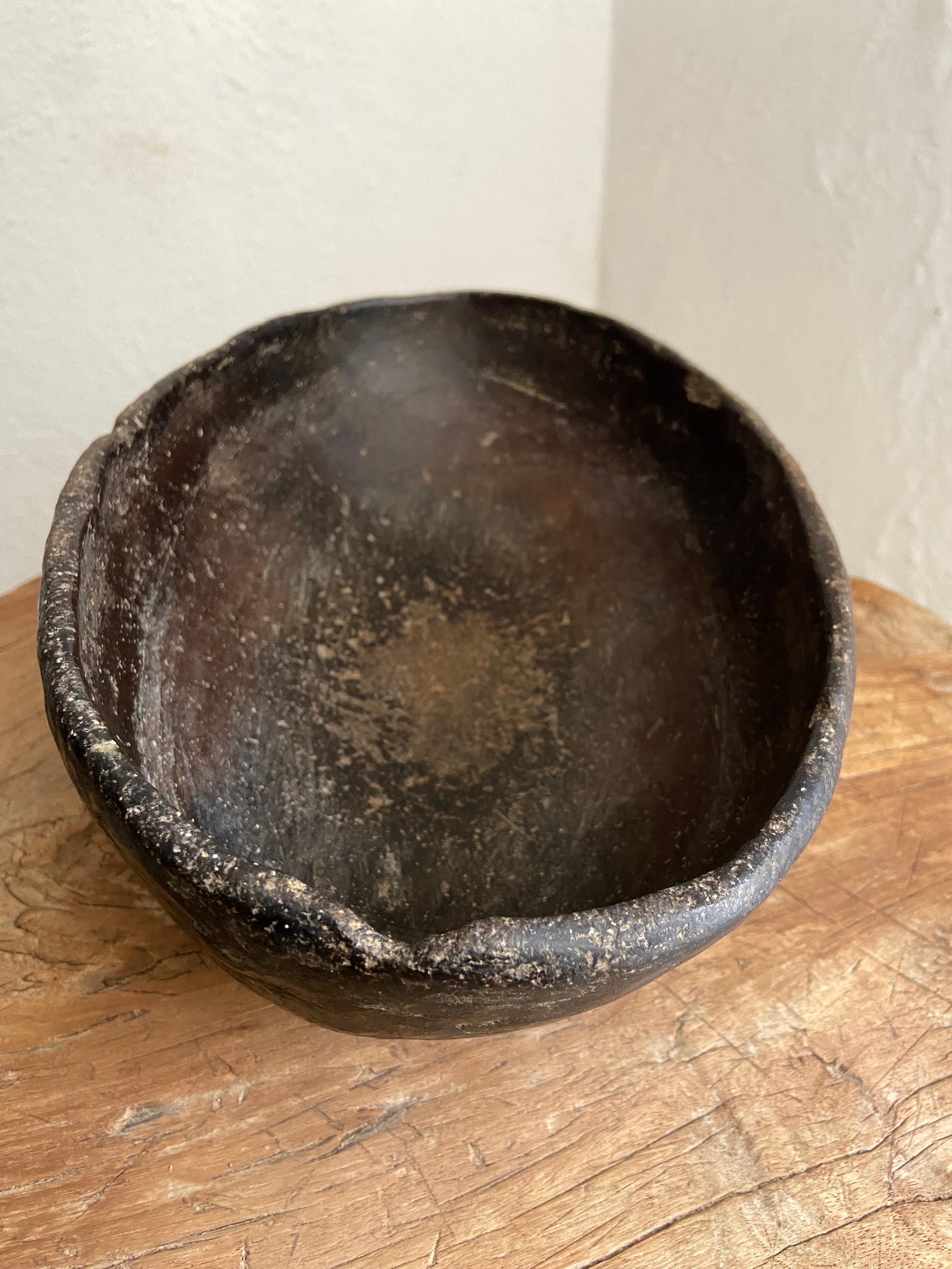 Fired Primitive Styled Ceramic Bowl From The Mixteca Region of Oaxaca, Mexico