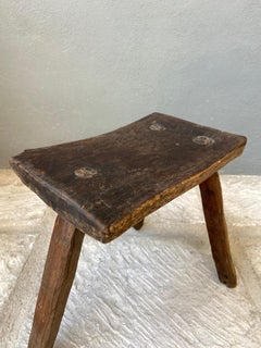 Primitive Styled Hardwood Stool From Guanajuato, Mexico, Circa 1930´s