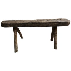 Primitive Styled Hardwood Stool from Mexico, circa 1970s