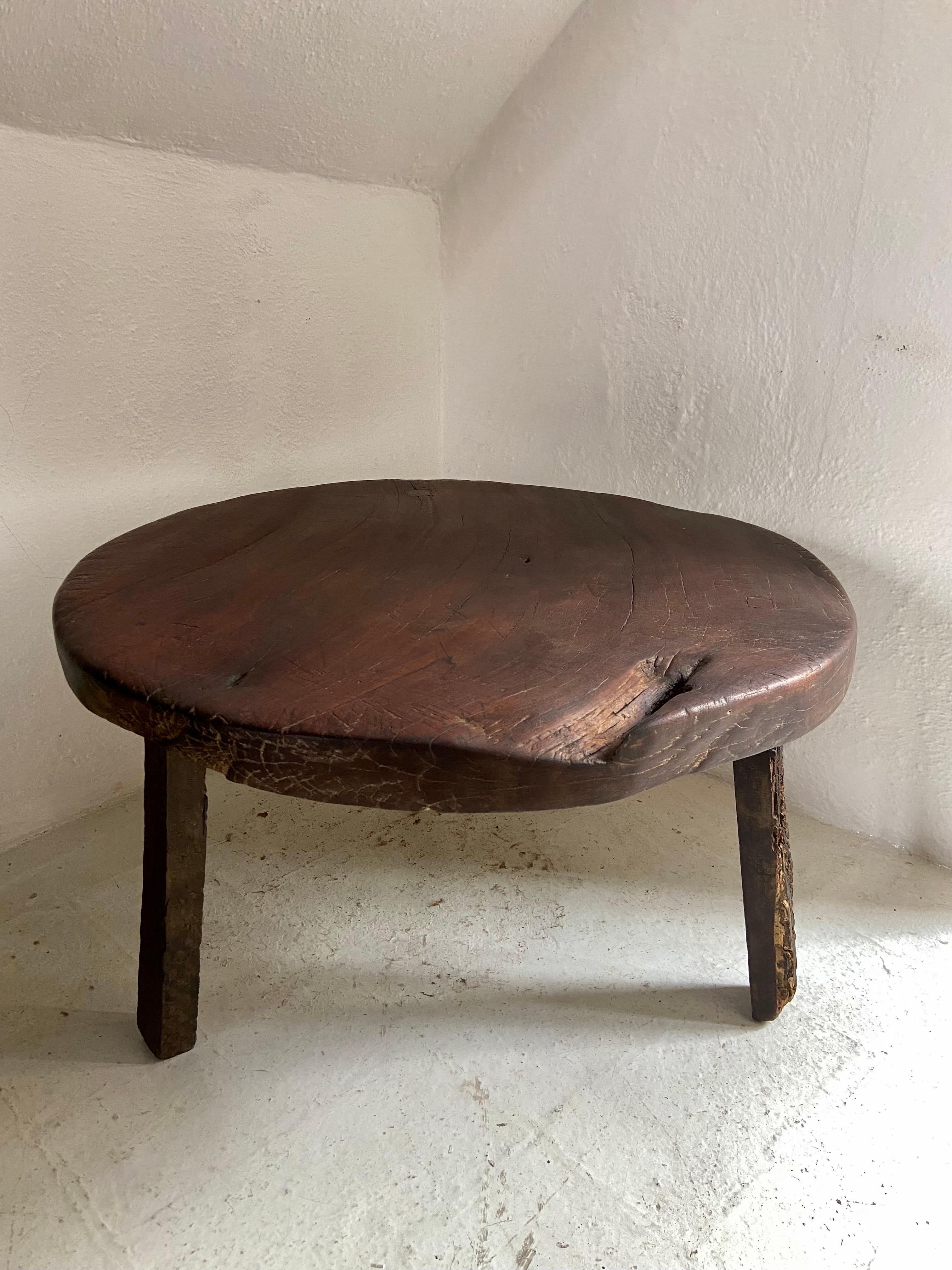 Mid-20th Century Primitive Styled Round Table from Yucatan, Mexico, Circa 1960's