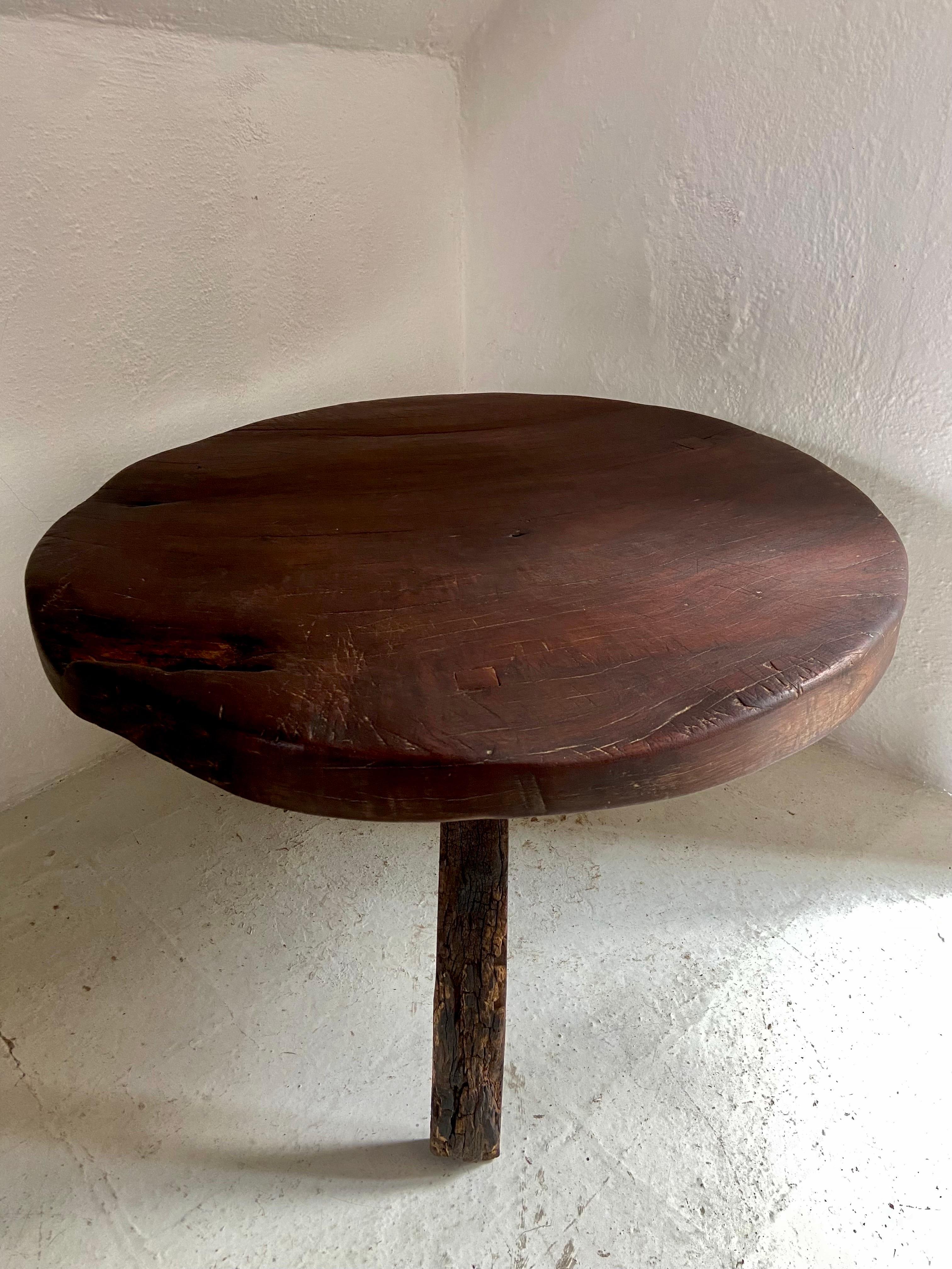 Primitive Styled Round Table from Yucatan, Mexico, Circa 1960's 2