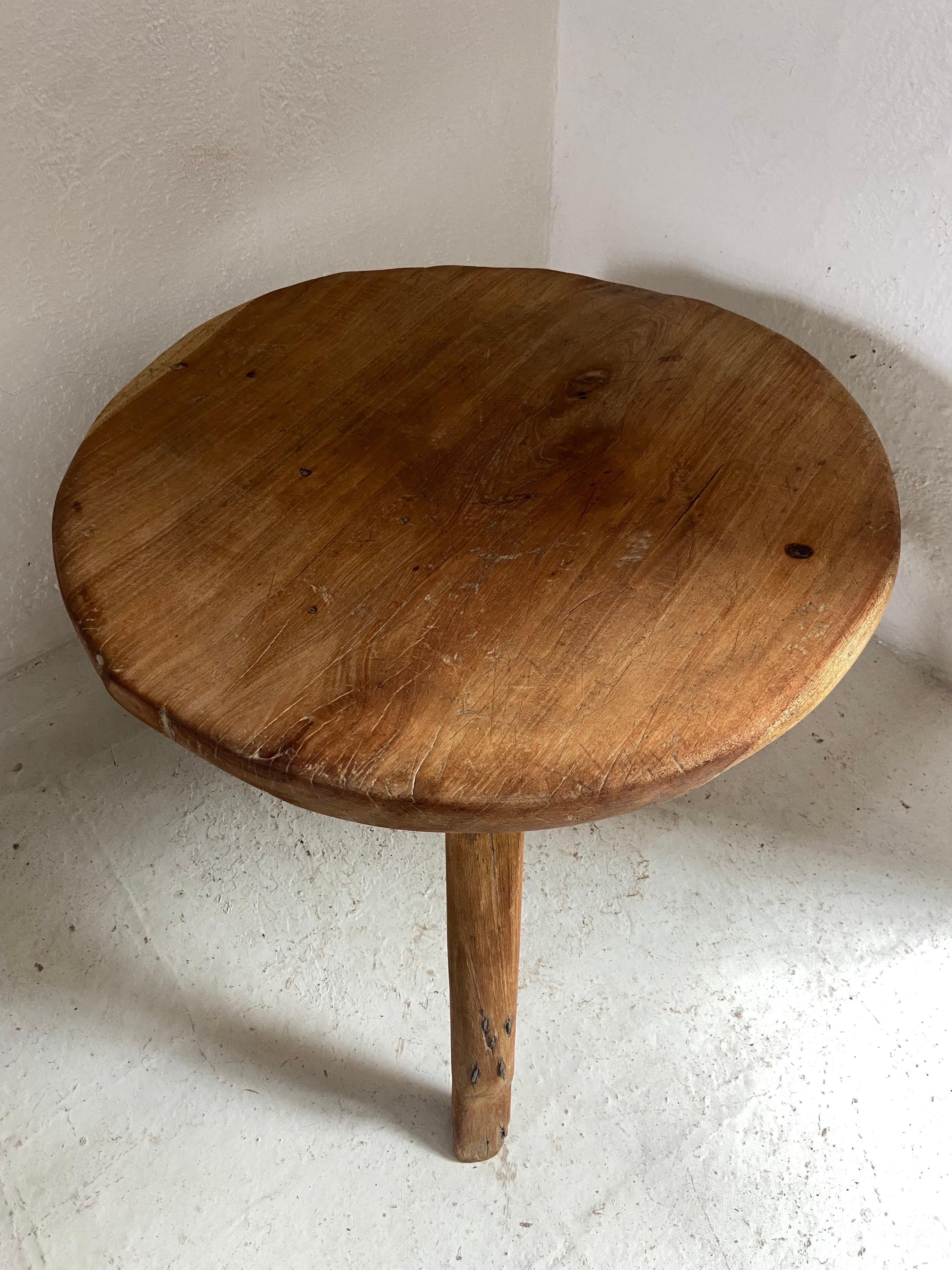 Mexican Primitive Styled Round Table From Yucatan, Mexico, Circa 1970´s