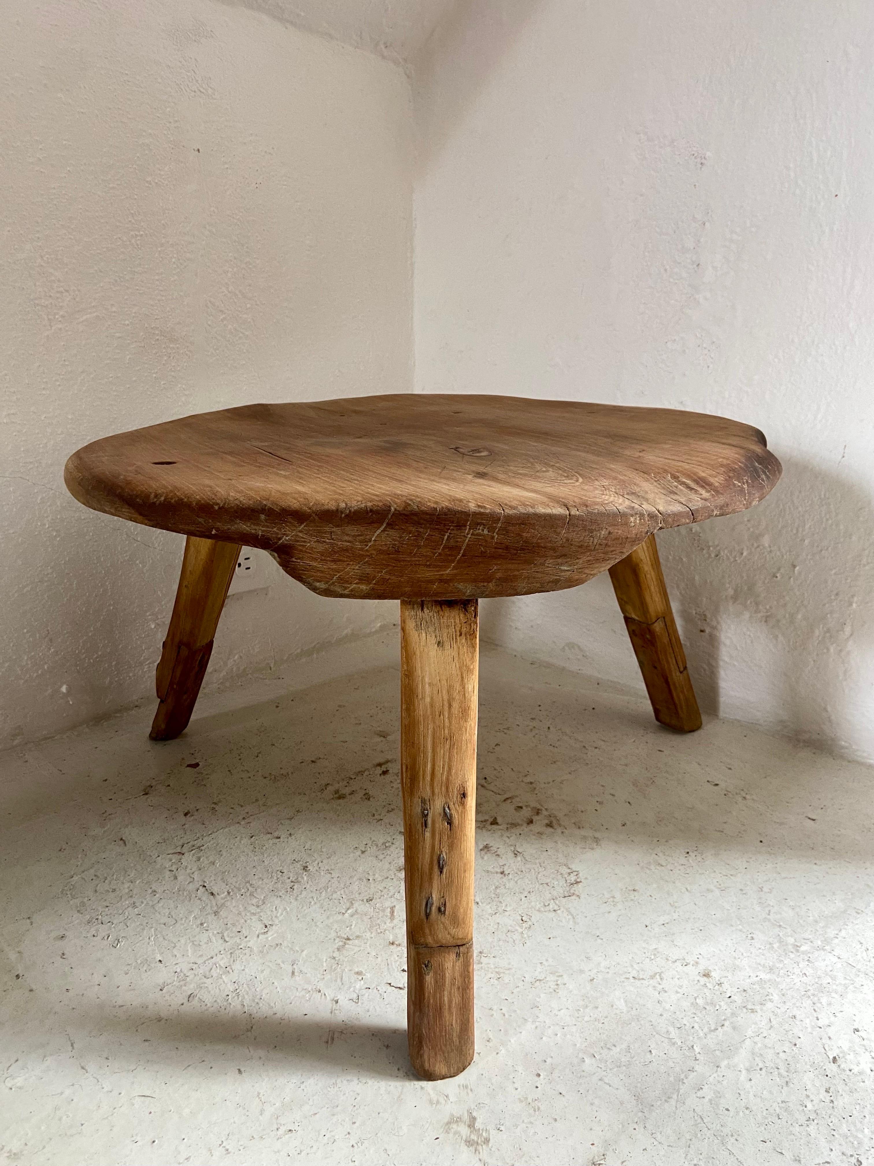 Primitive Styled Round Table From Yucatan, Mexico, Circa 1970´s 1