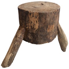 Vintage Primitive Styled Stool from the Puebla Highlands, circa 1980s