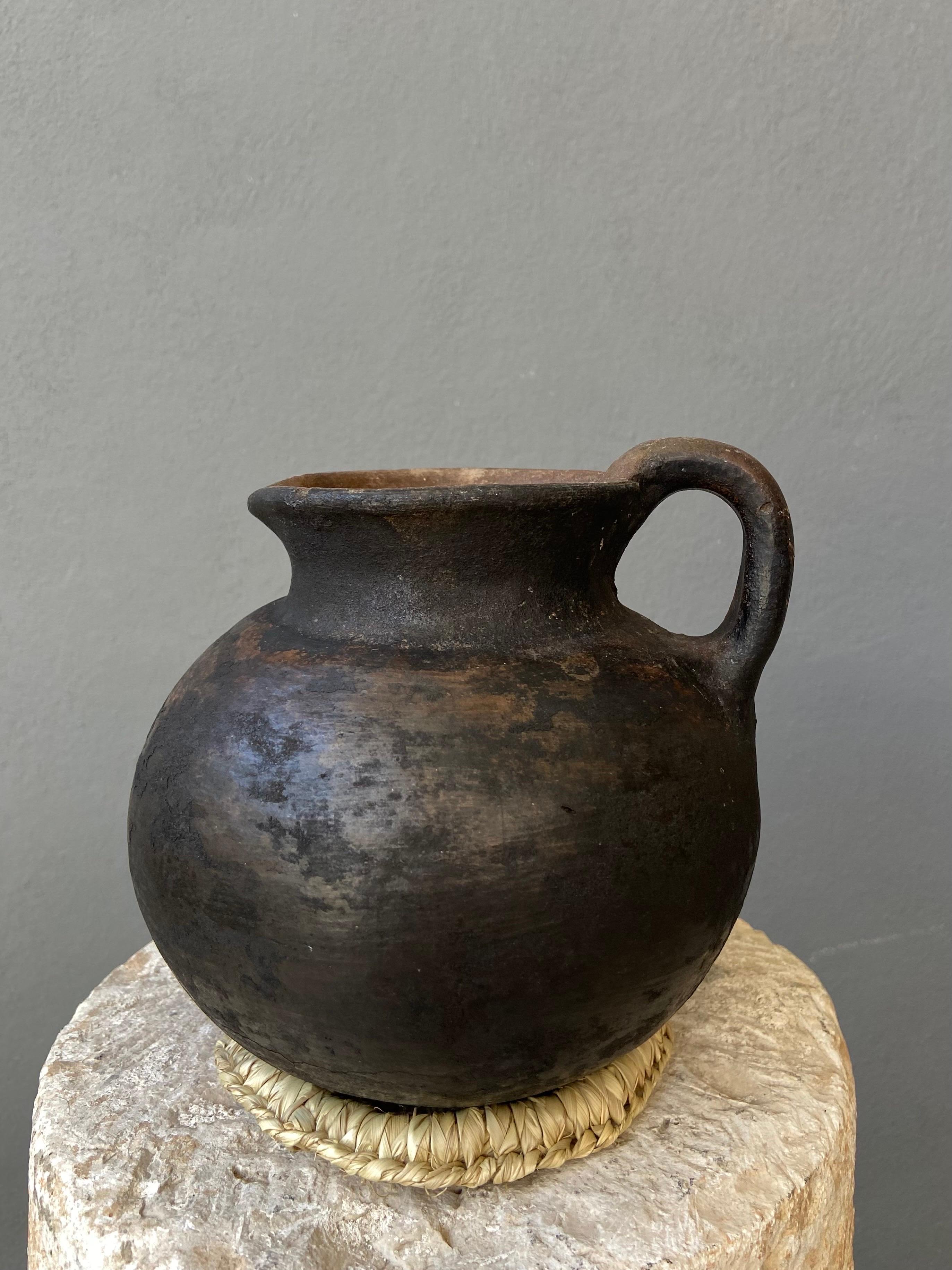 Fired Primitive Styled Terracotta Pitcher From Oaxaca, Mexico, Circa 1970´s